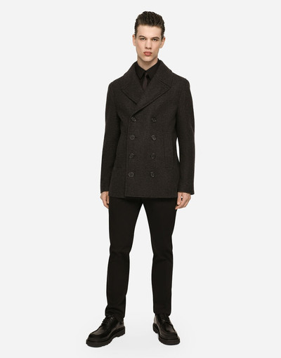 Dolce & Gabbana Double-breasted wool pea coat with branded tag outlook