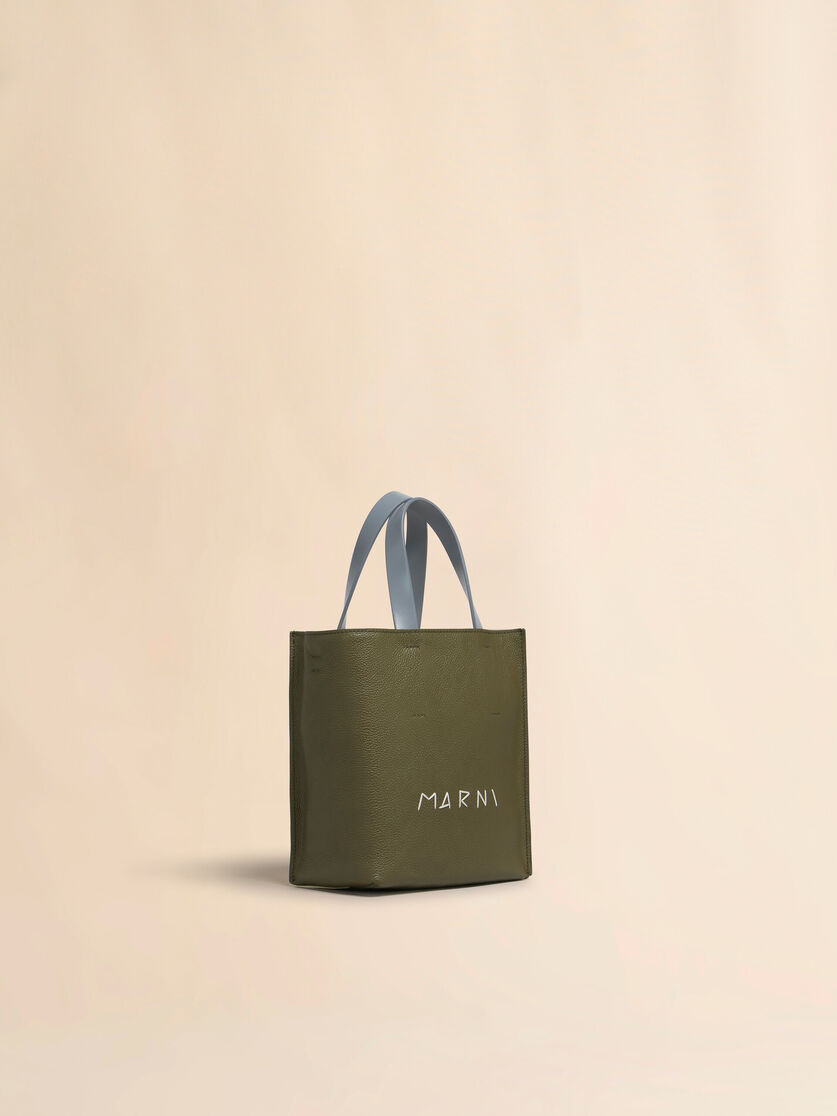 DEEP GREEN CREAM AND BLUE LEATHER MUSEO MINI BAG WITH MARNI MENDING EMBROIDERY - 6