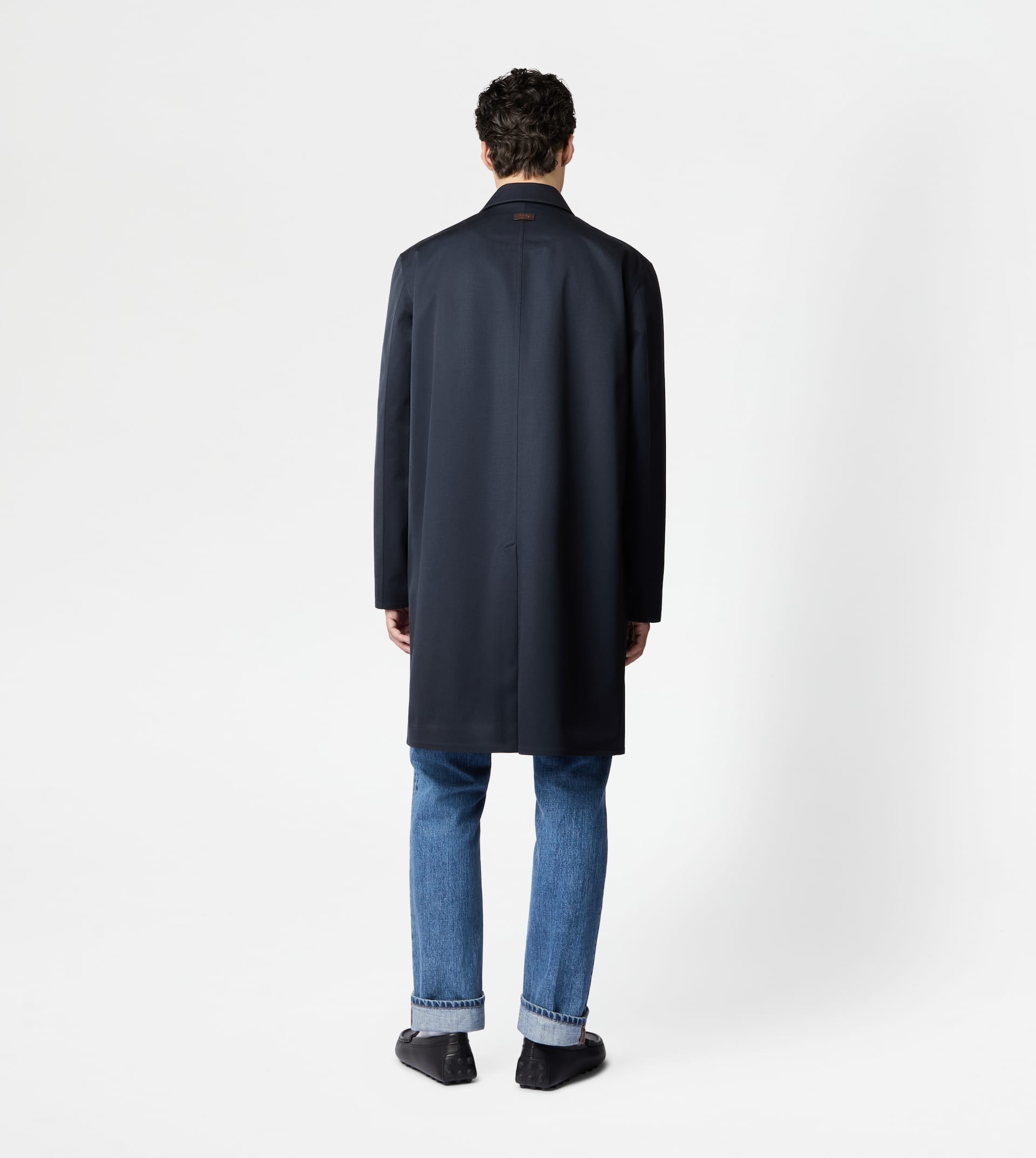 COAT IN WOOL TWILL - BLUE - 3