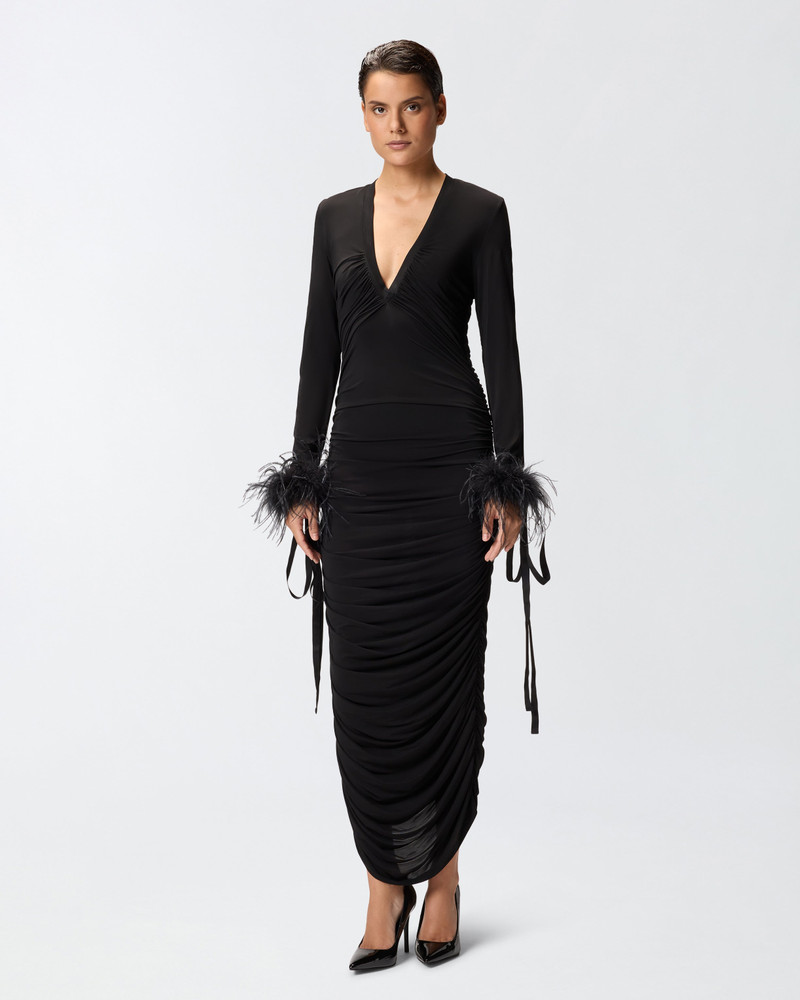 V-NECK DRESS WITH DRAPING 4