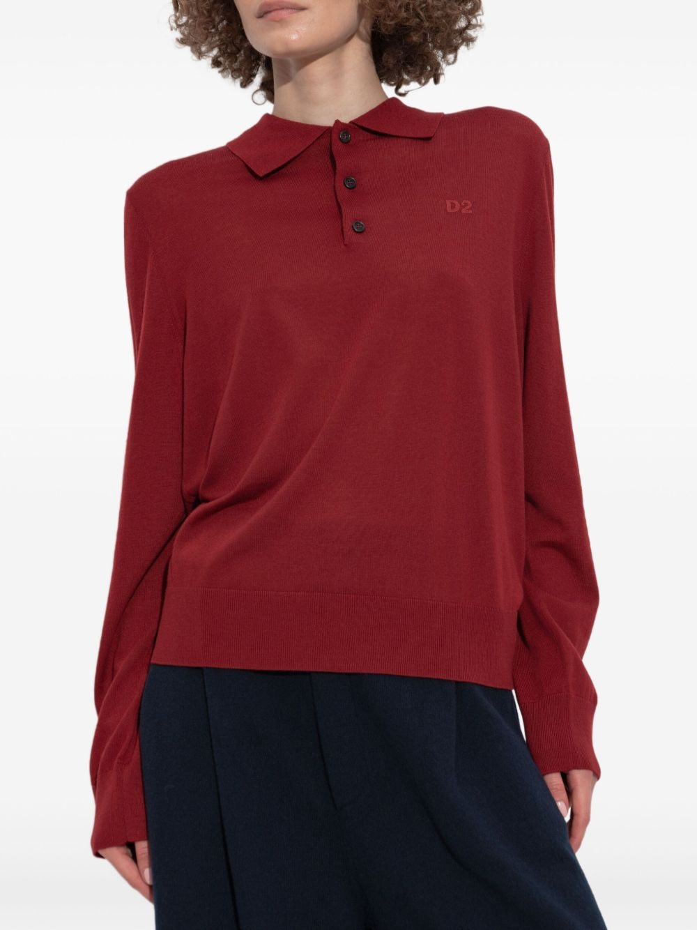 long-sleeve polo top - 3