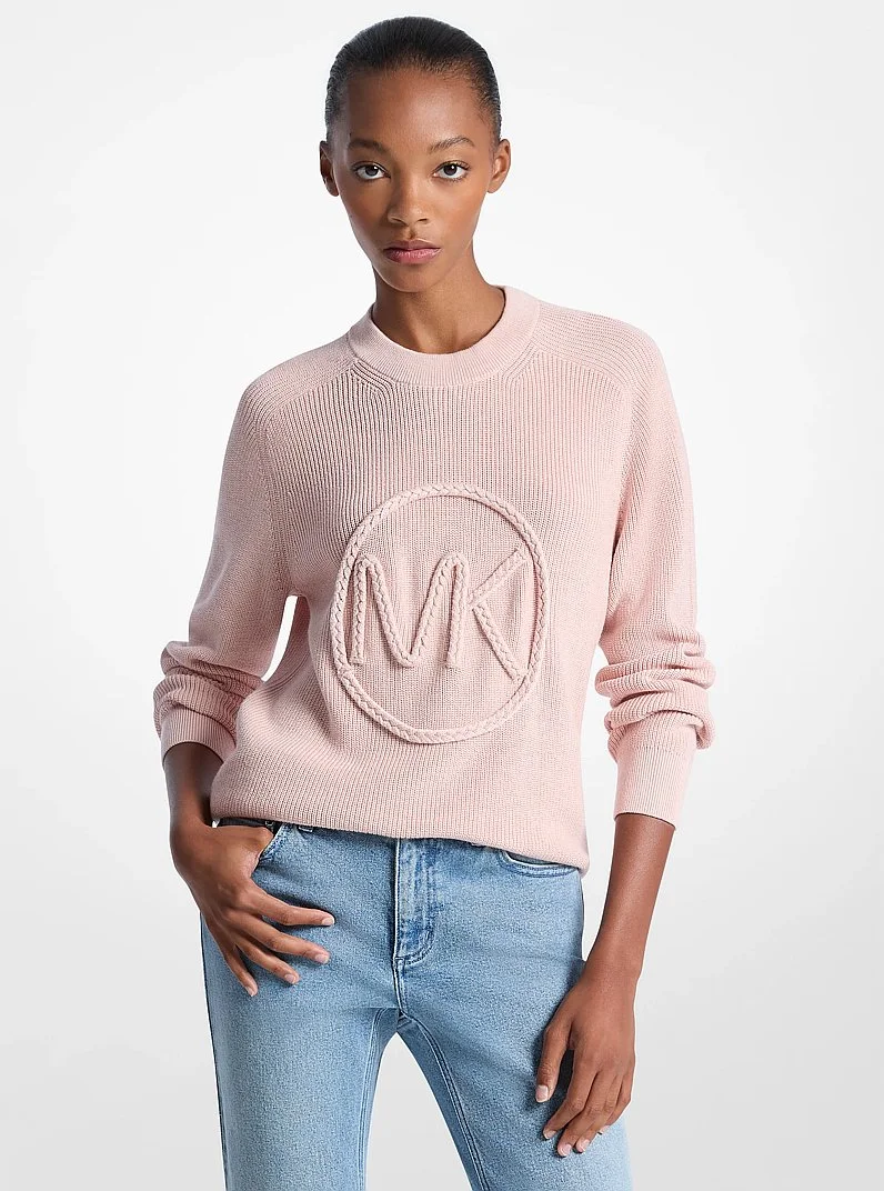 Braided Logo Cotton Blend Sweater - 1