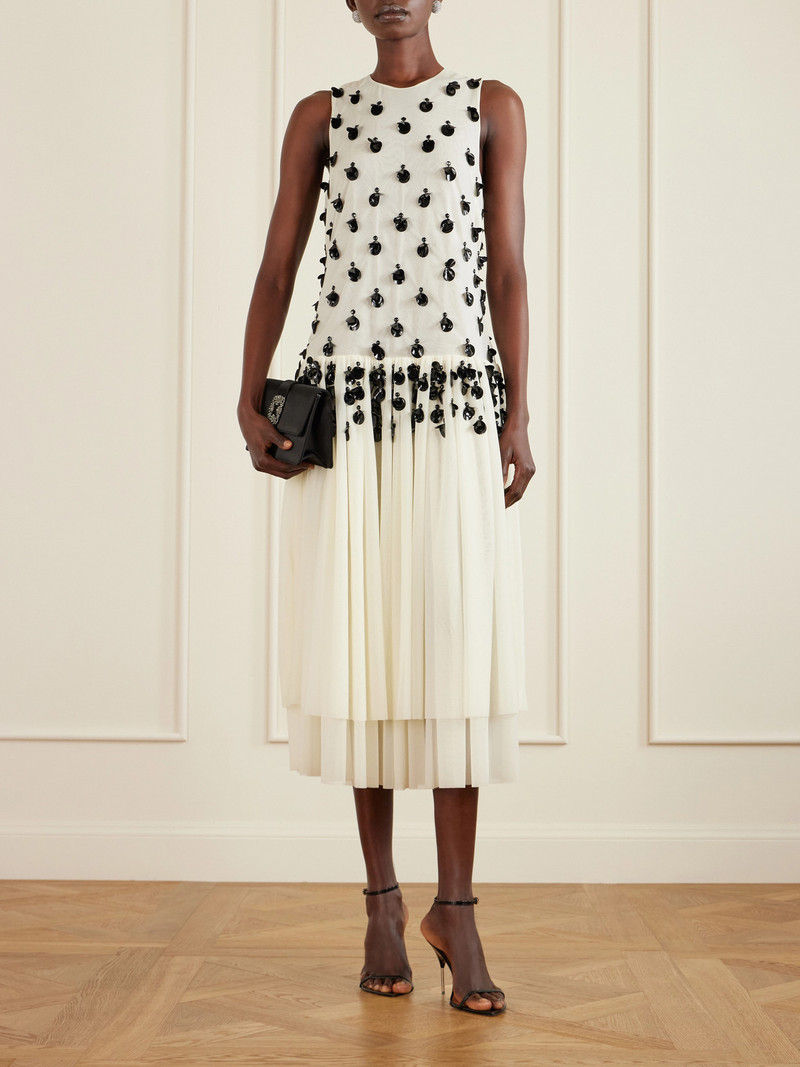 diotima Embellished Pleated Organza Midi Dress outlook