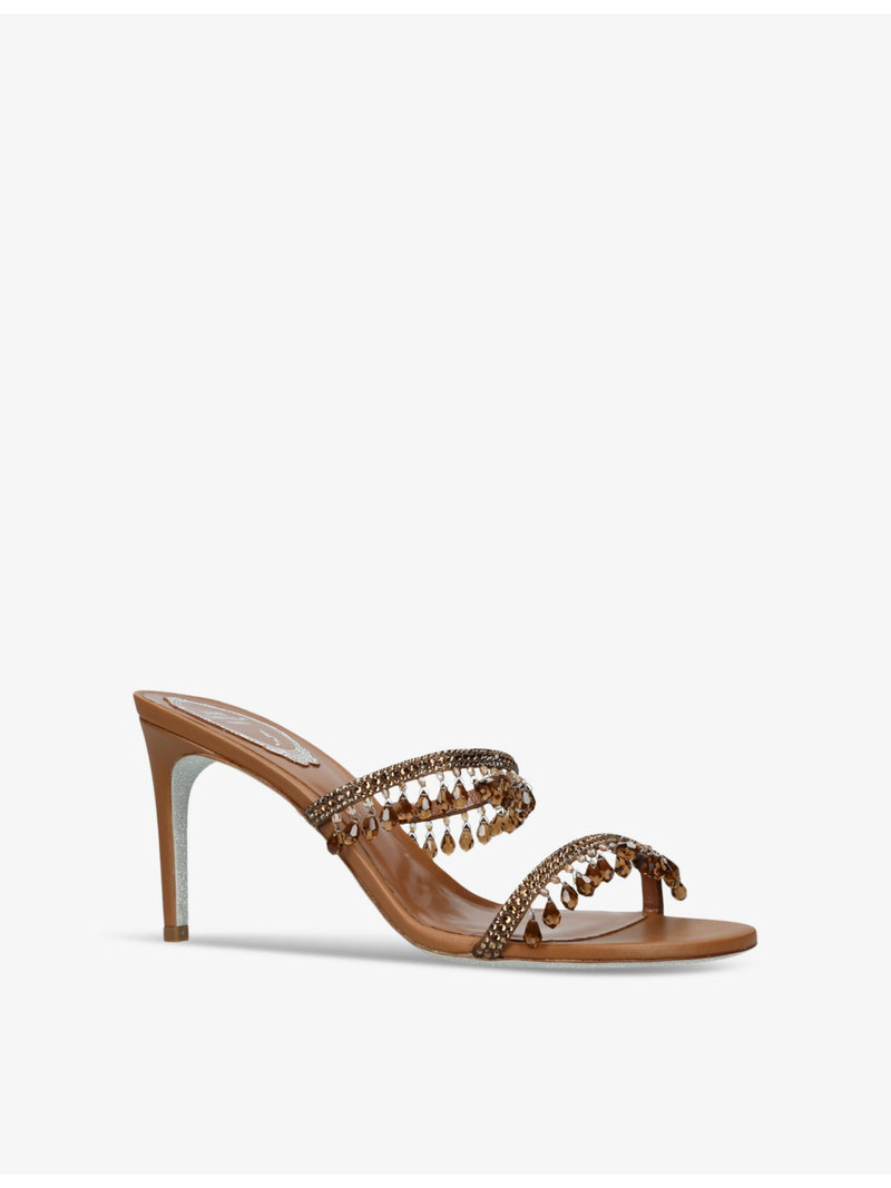 RENE CAOVILLA Chandelier 80 jewel-embellished leather heeled sandals outlook