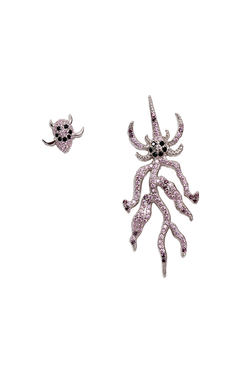 LIGHT ROSE SPIKE MONSTER MIX EARRING 1
