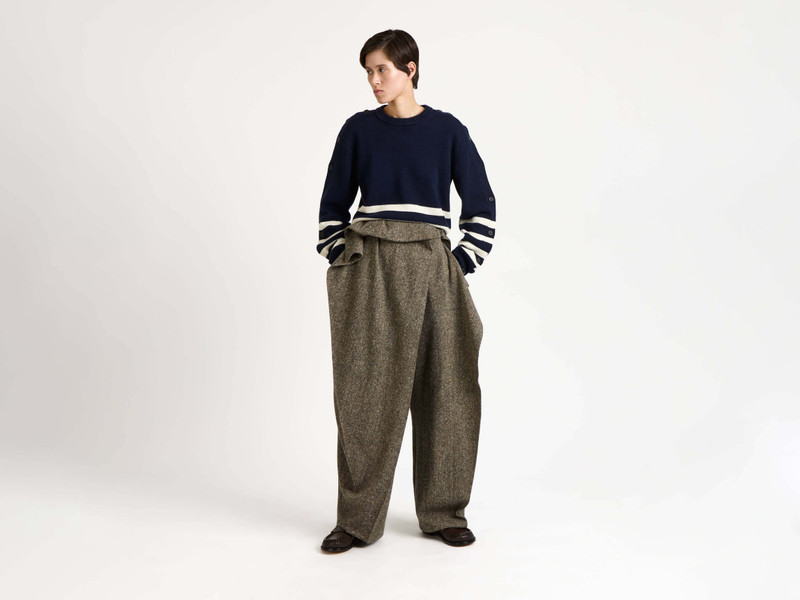 FOLD OVER TROUSERS IN BLACK & BEIGE 6
