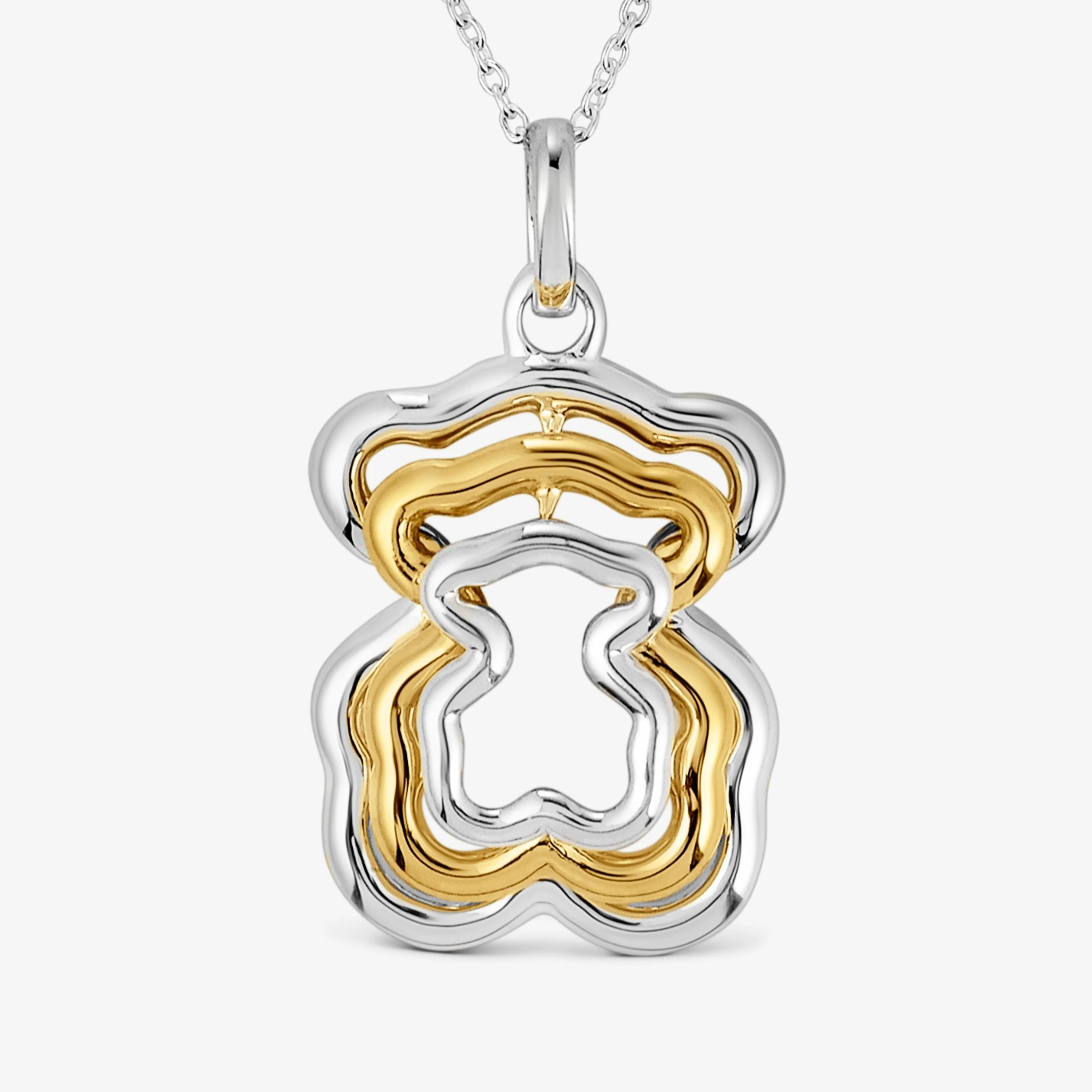 Triple two-tone Bickie bear necklace - 1