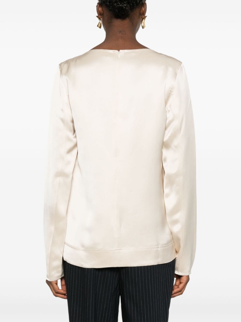 long-sleeve satin top - 4