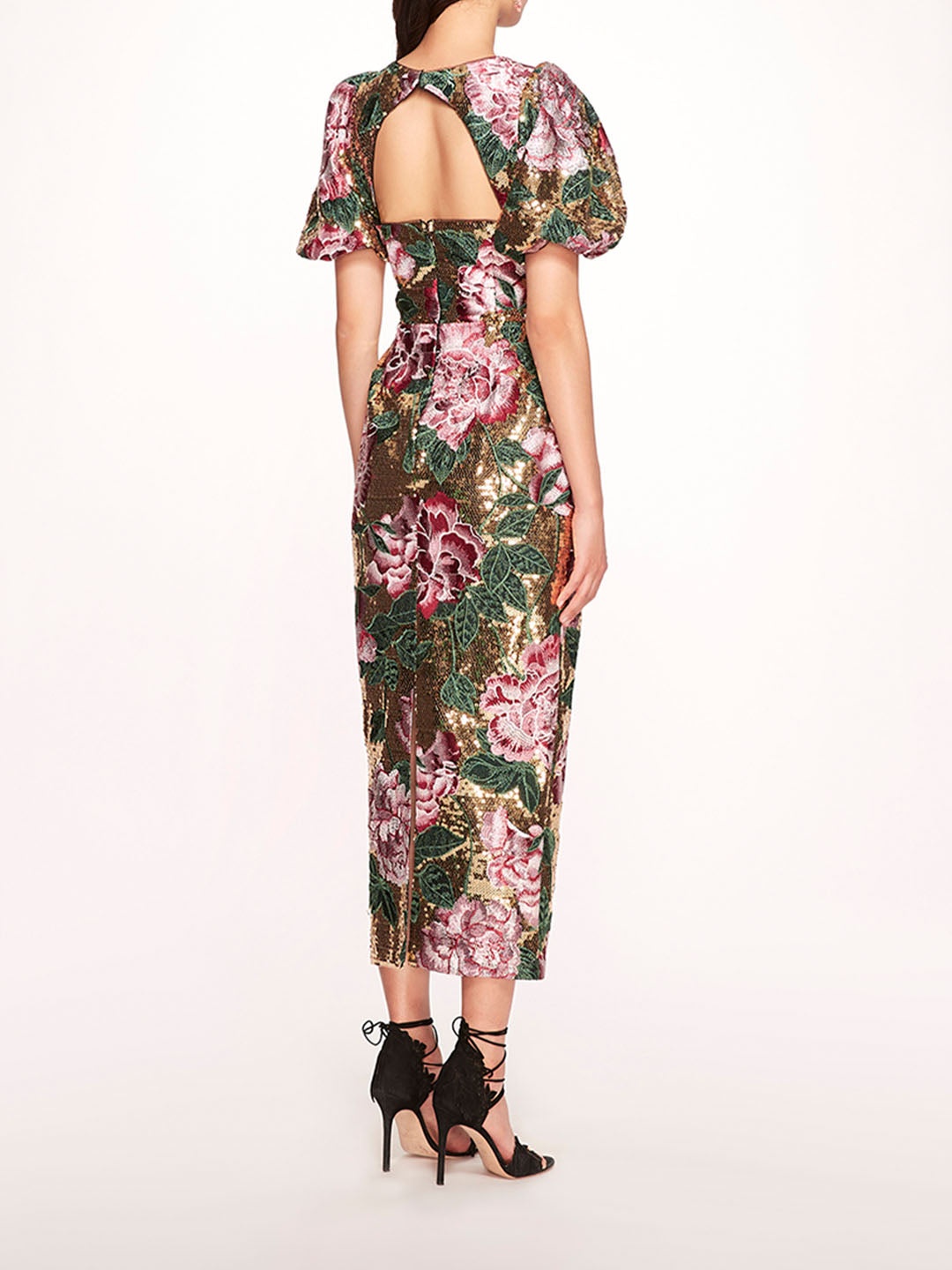 BUBBLE SLEEVE SEQUIN MIDI DRESS - 2