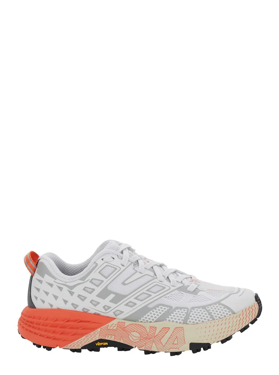 Hoka 'Speedgoat' White Low Top Sneakers With Geometric Motif In Tech Fabric Unisex - 1