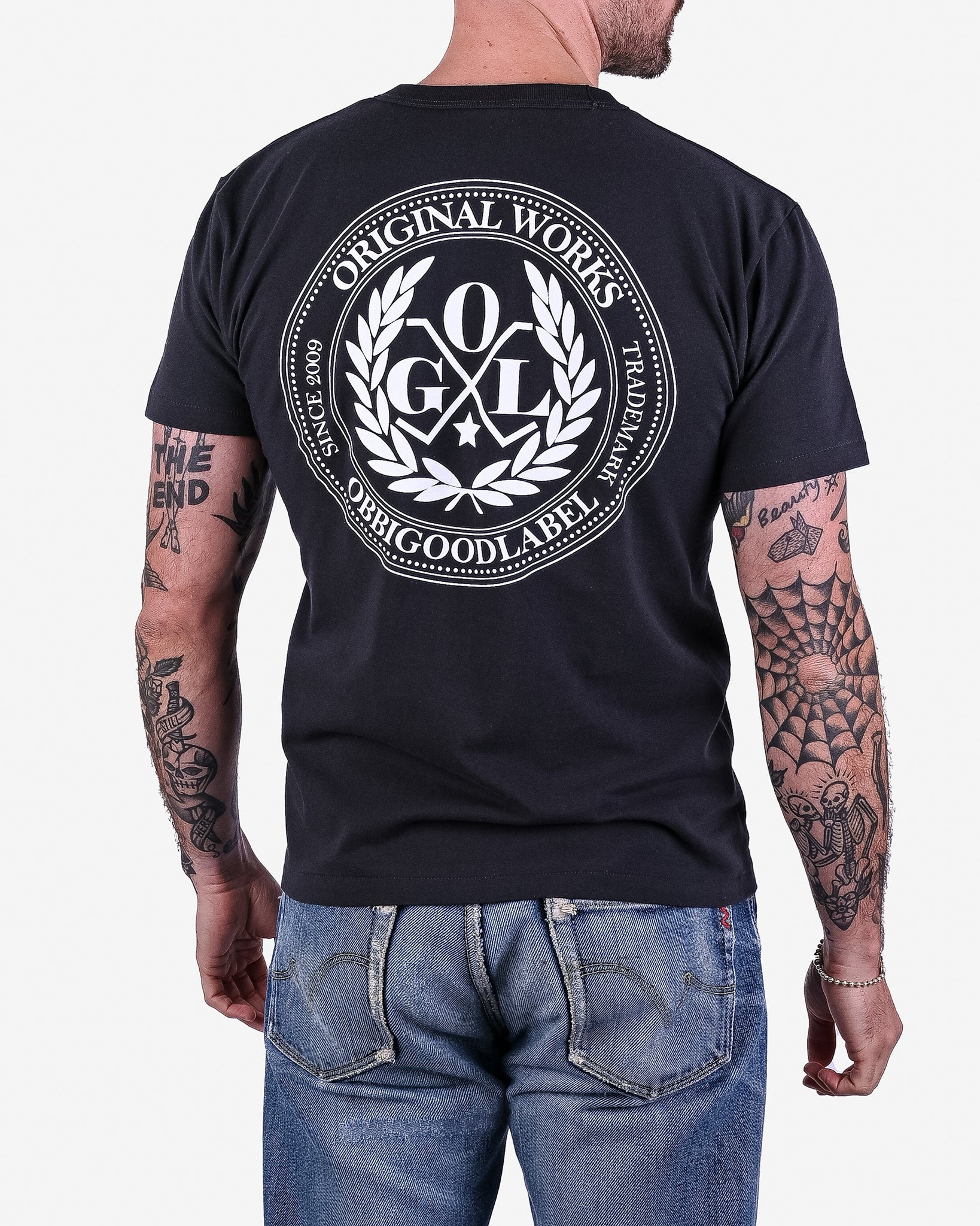 OGL-TEE-LOT20-LOGO-CHA OGL 6.2oz Ringspun T-shirt - Silkscreen Printed 'OGL Logo' - Charcoal - 3
