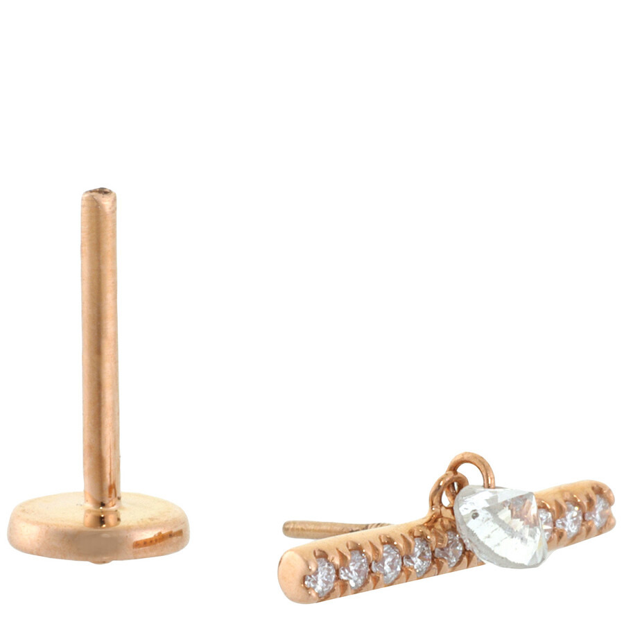 Persee 18K Rose Gold Hanging Bar Diamond Earring - 3