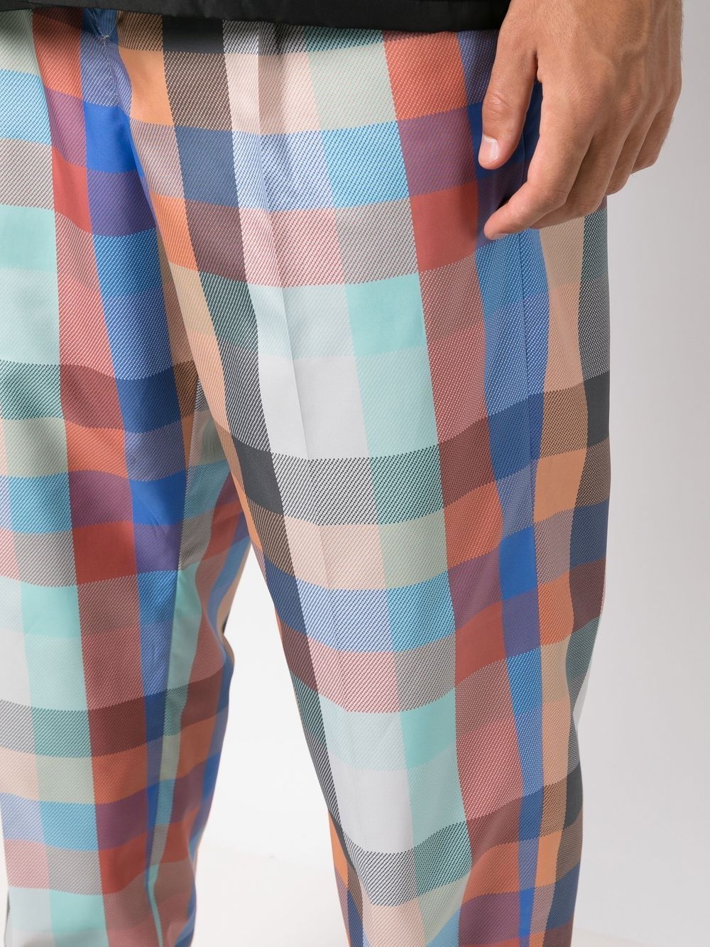 checked straight-leg trousers - 5