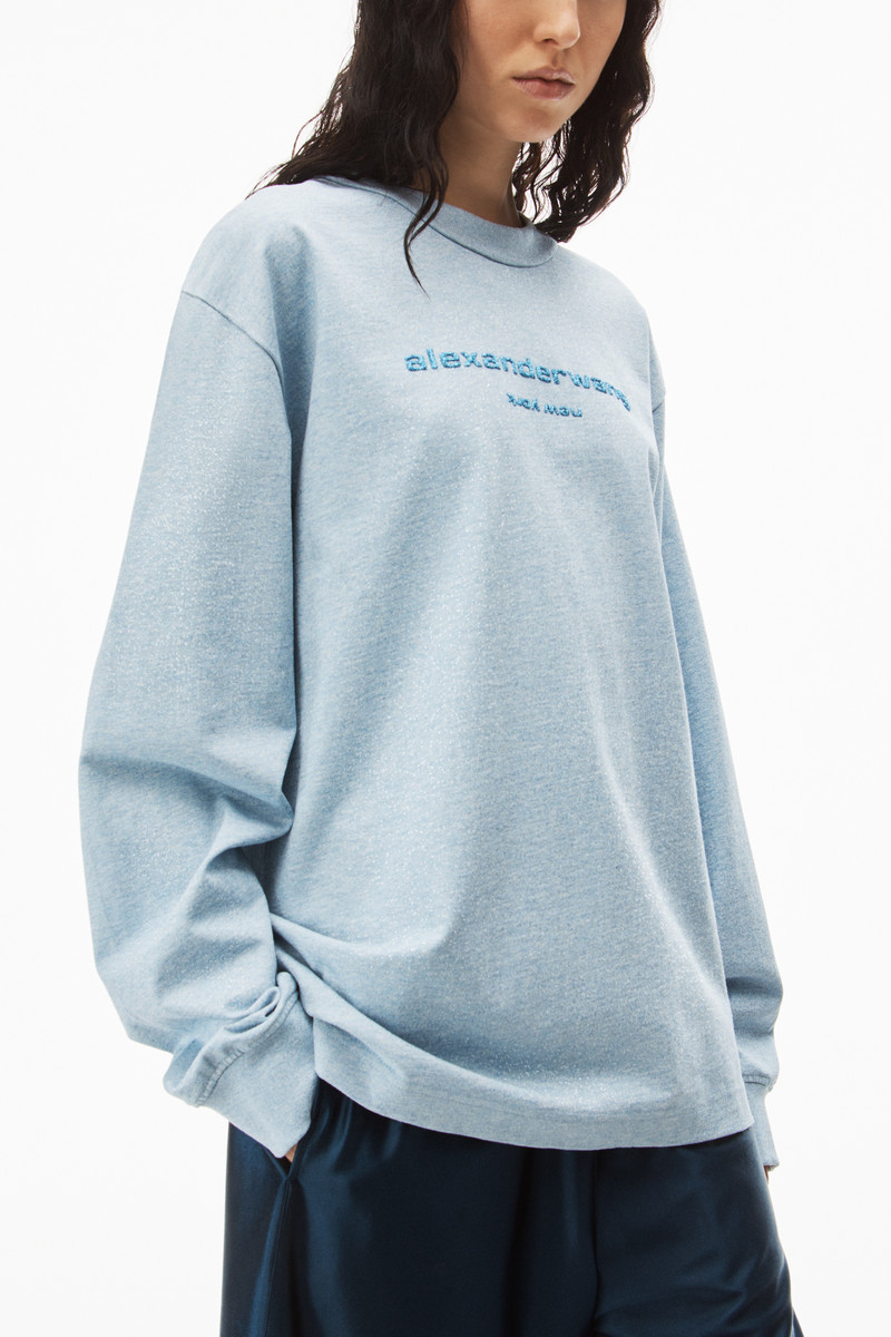 Alexander Wang PUFF LOGO LONG SLEEVE TEE IN COMPACT JERSEY outlook