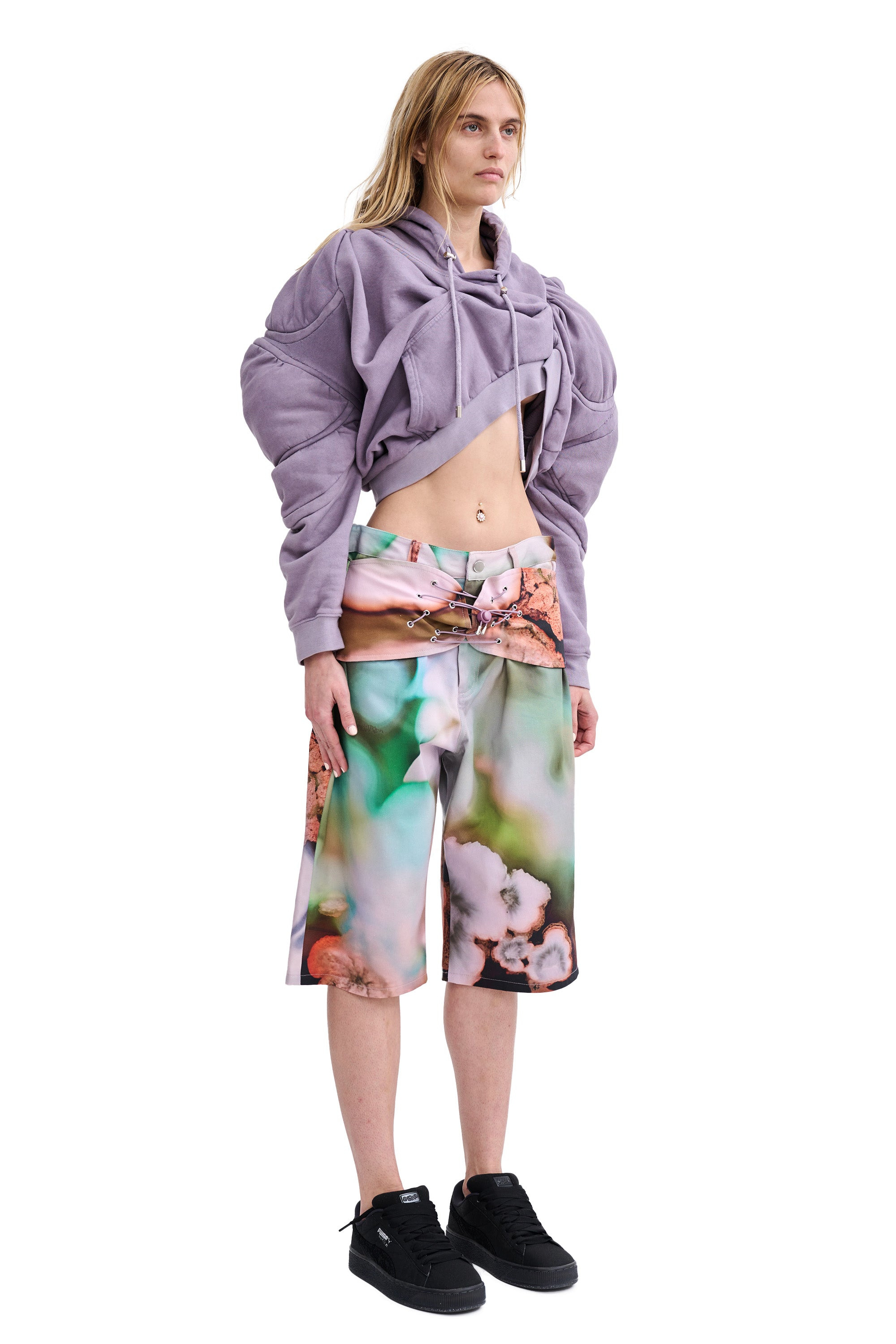 MAUVE MUSCLE CROPPED HOODIE - 7