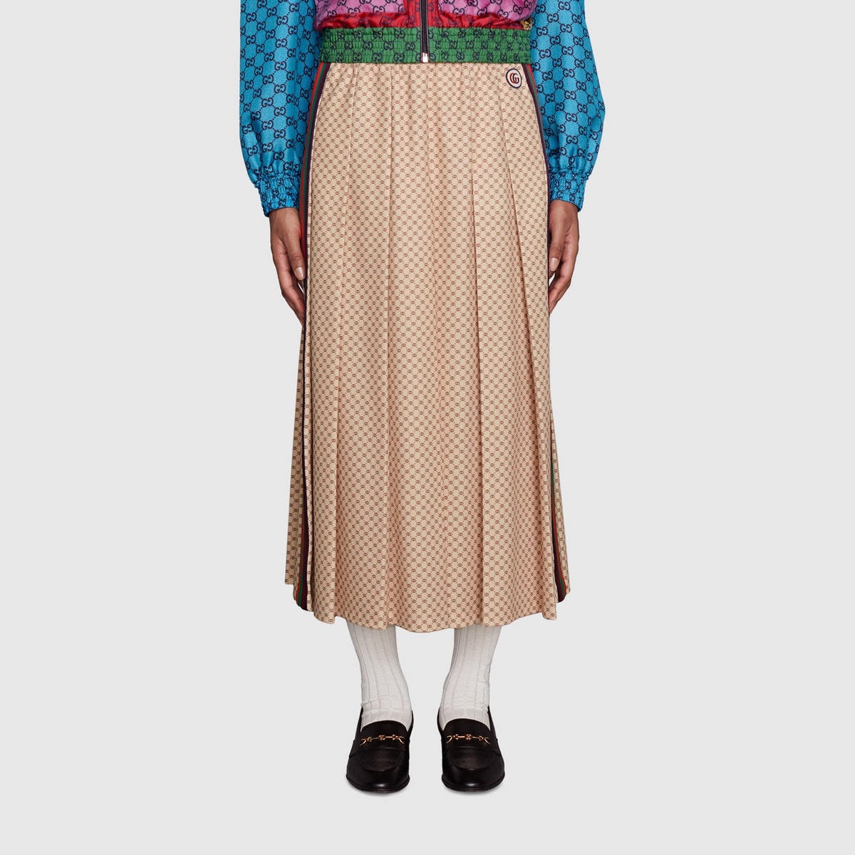 Interlocking G print pleated skirt - 3
