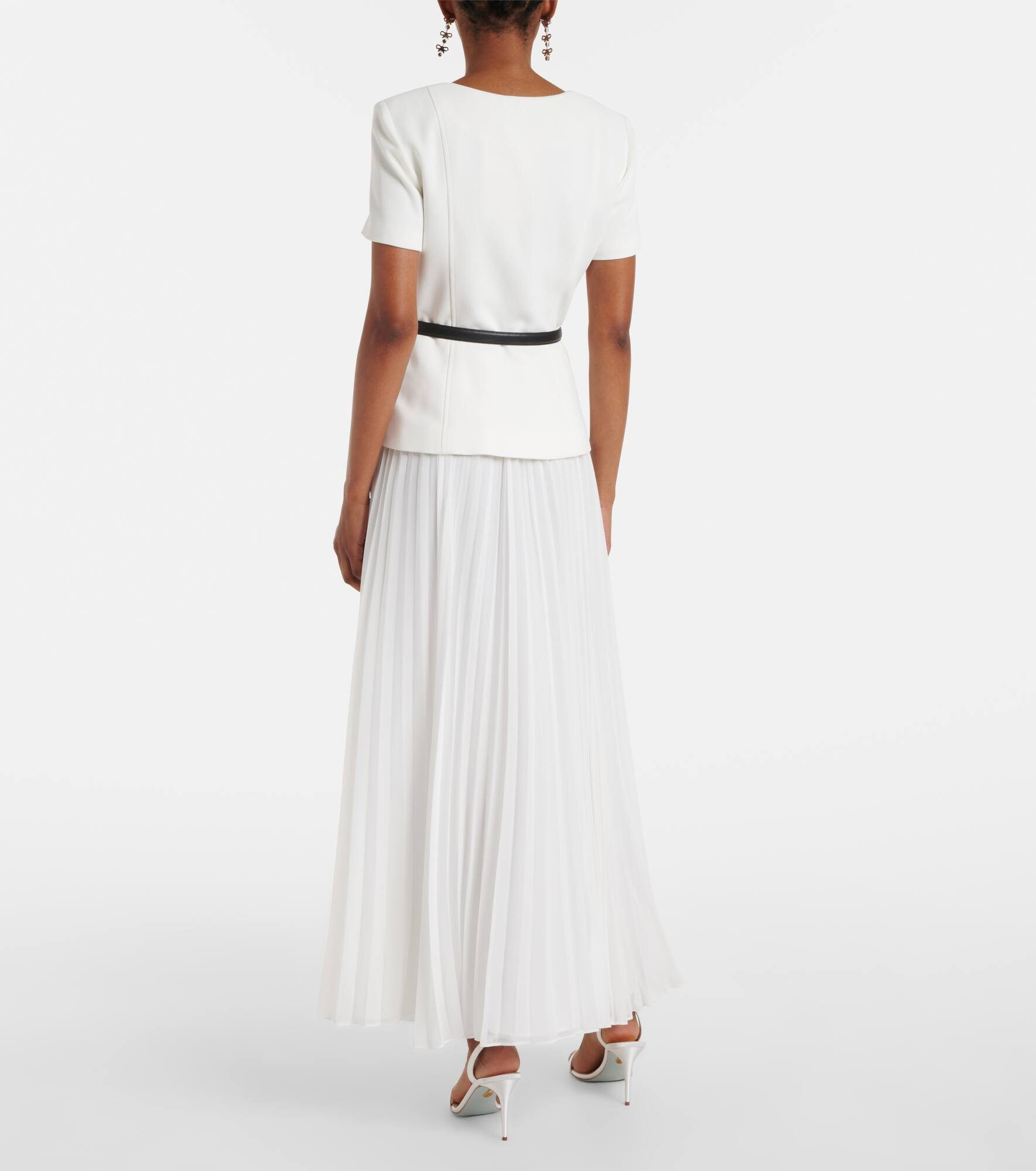 Belted plissé crêpe maxi dress - 3