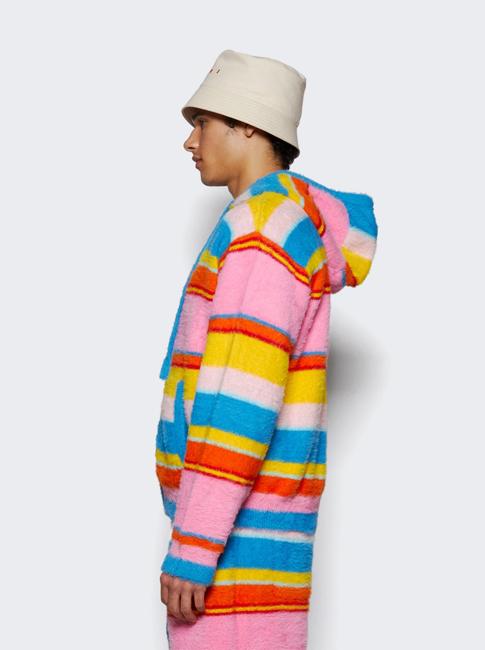 Fluffy Oversized Hoodie Multicolor Blue - 3