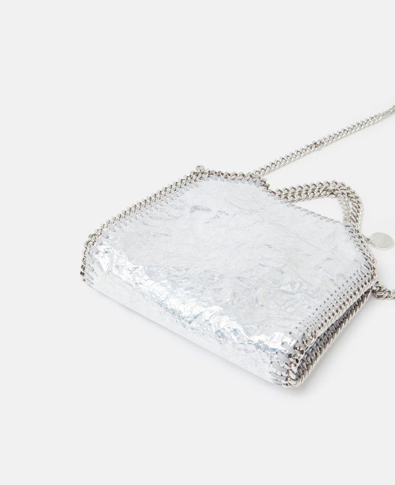 Cracked Metallic Falabella Tiny Tote Bag 7