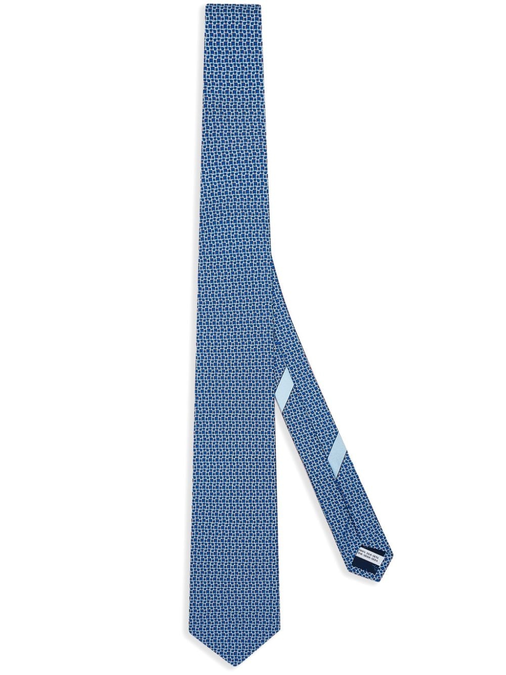 geometric-print silk tie - 1