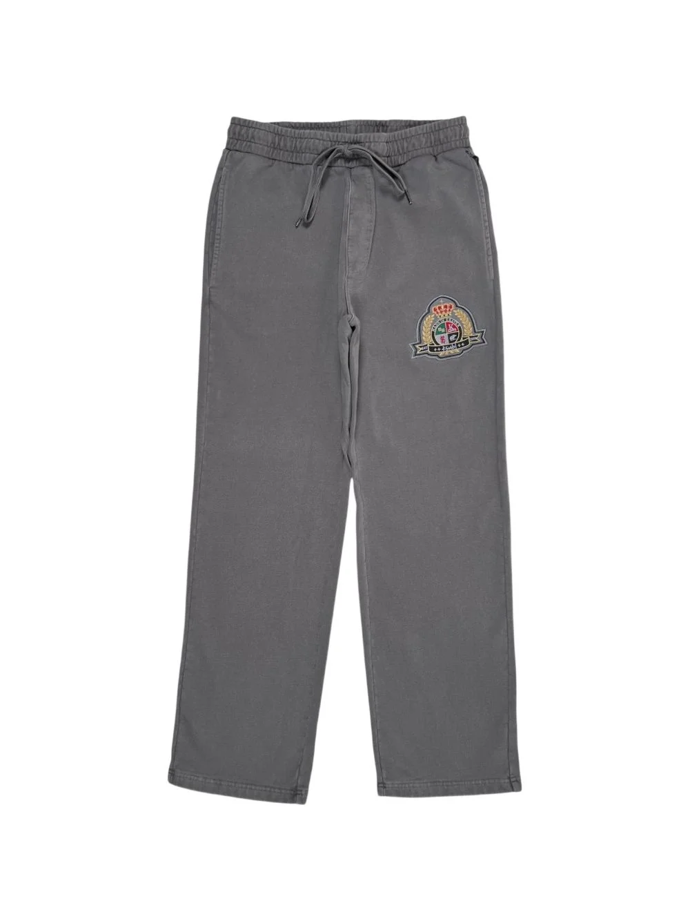 appliqued patch straight leg trak pants - 1