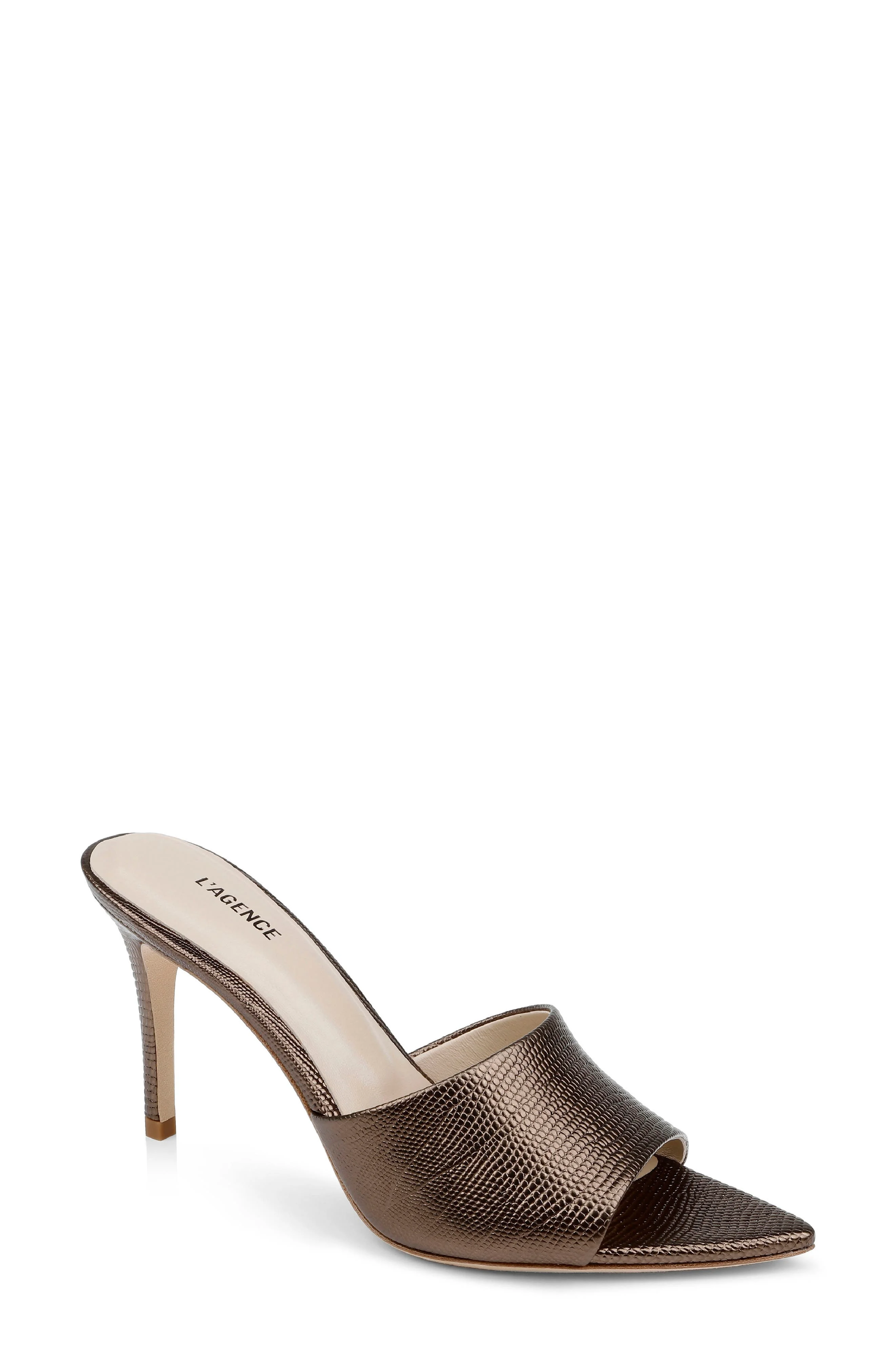 L'AGENCE Lolita Pointed Toe Sandal in Bronze Lizard at Nordstrom - 1