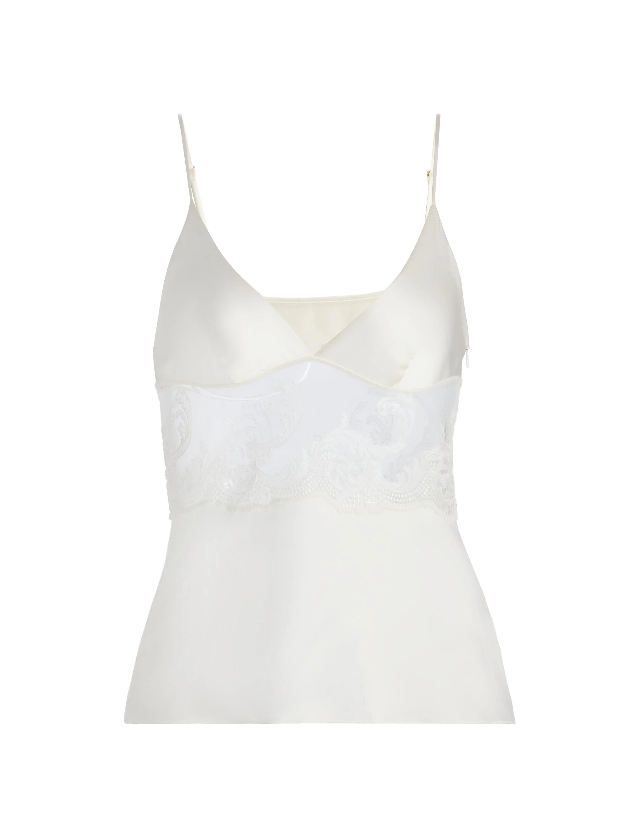 Women's Voltaire Lace-Embellished Silk Cami - Ivory - 1