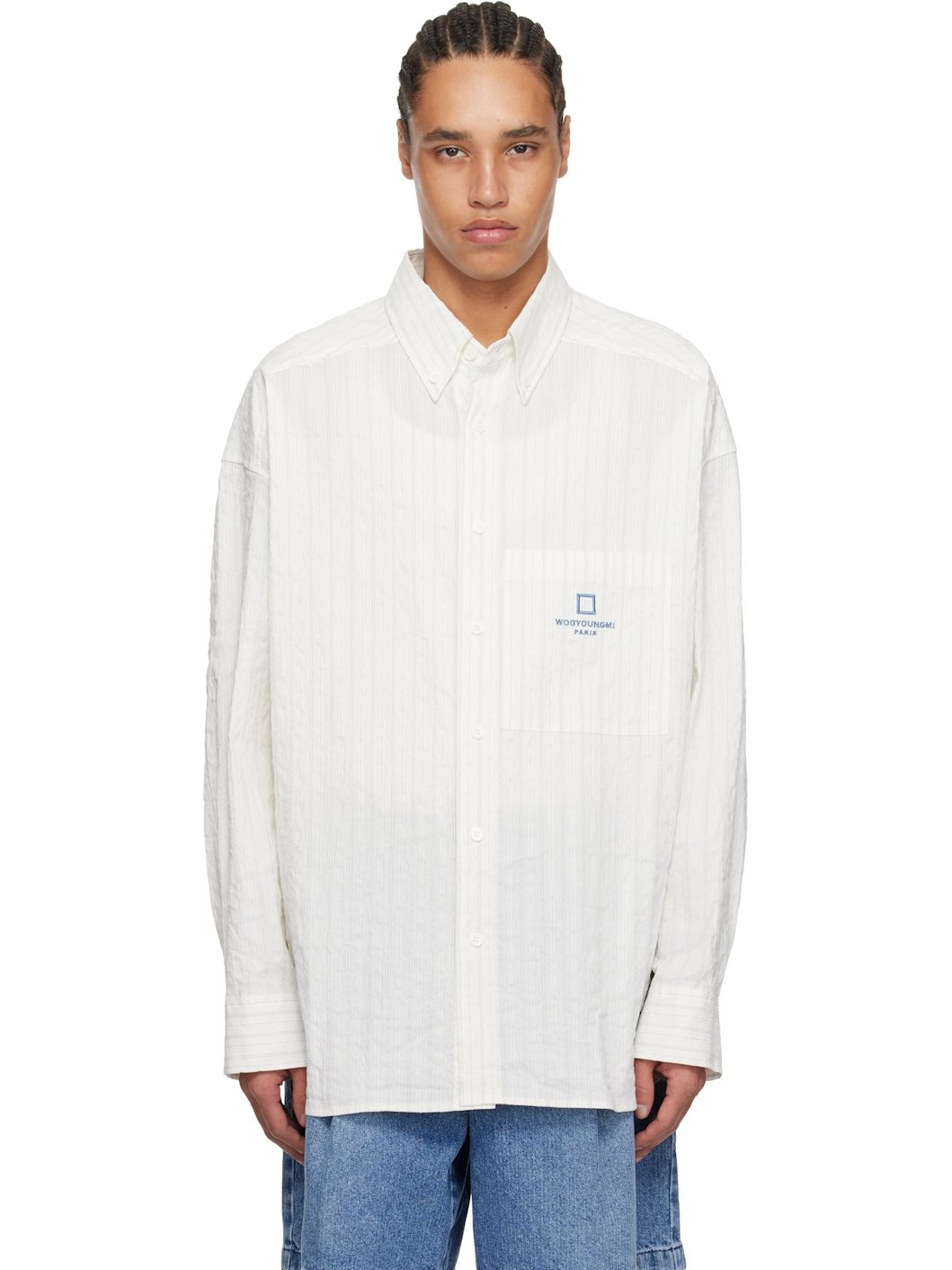 Off-White Linen Striped Shirt - 1