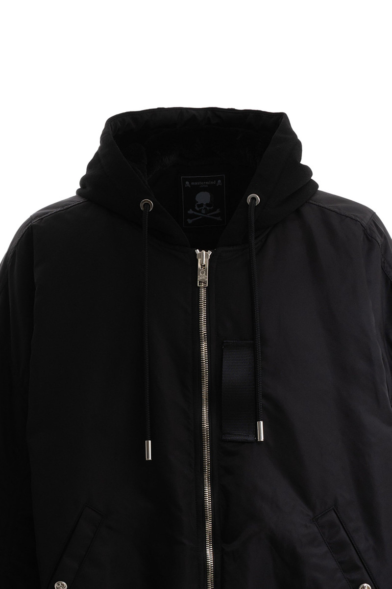 NYLON HOODED BOMBER JACKET / BLK 4