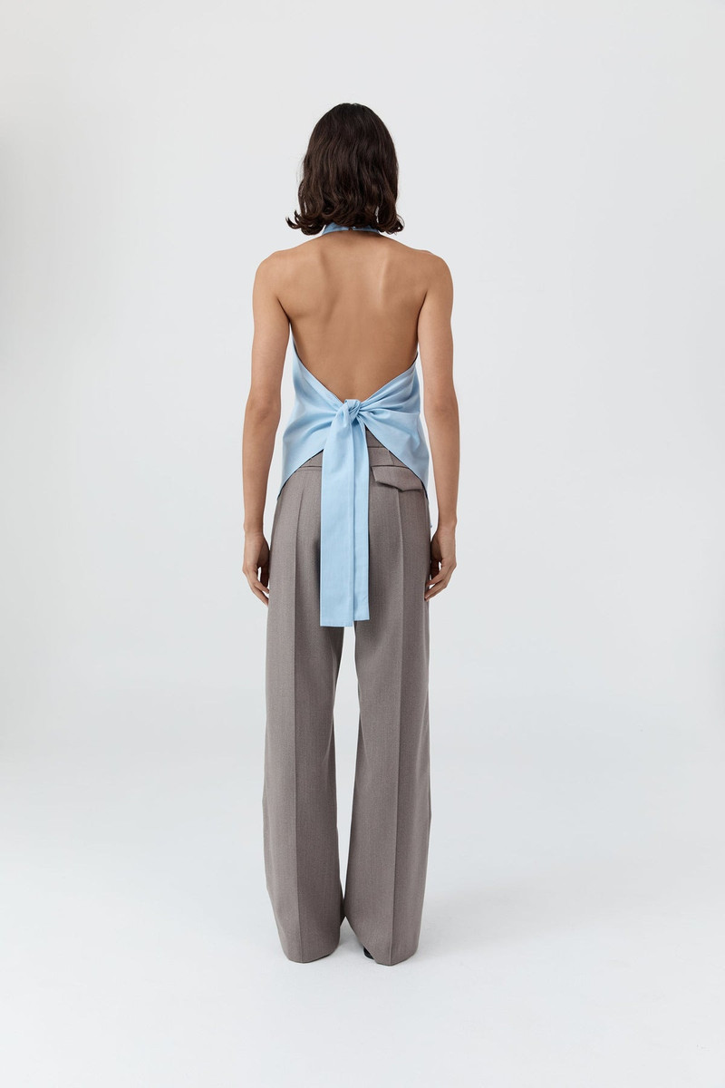Oxford Halter Tie Back Top - Ciel Blue 7