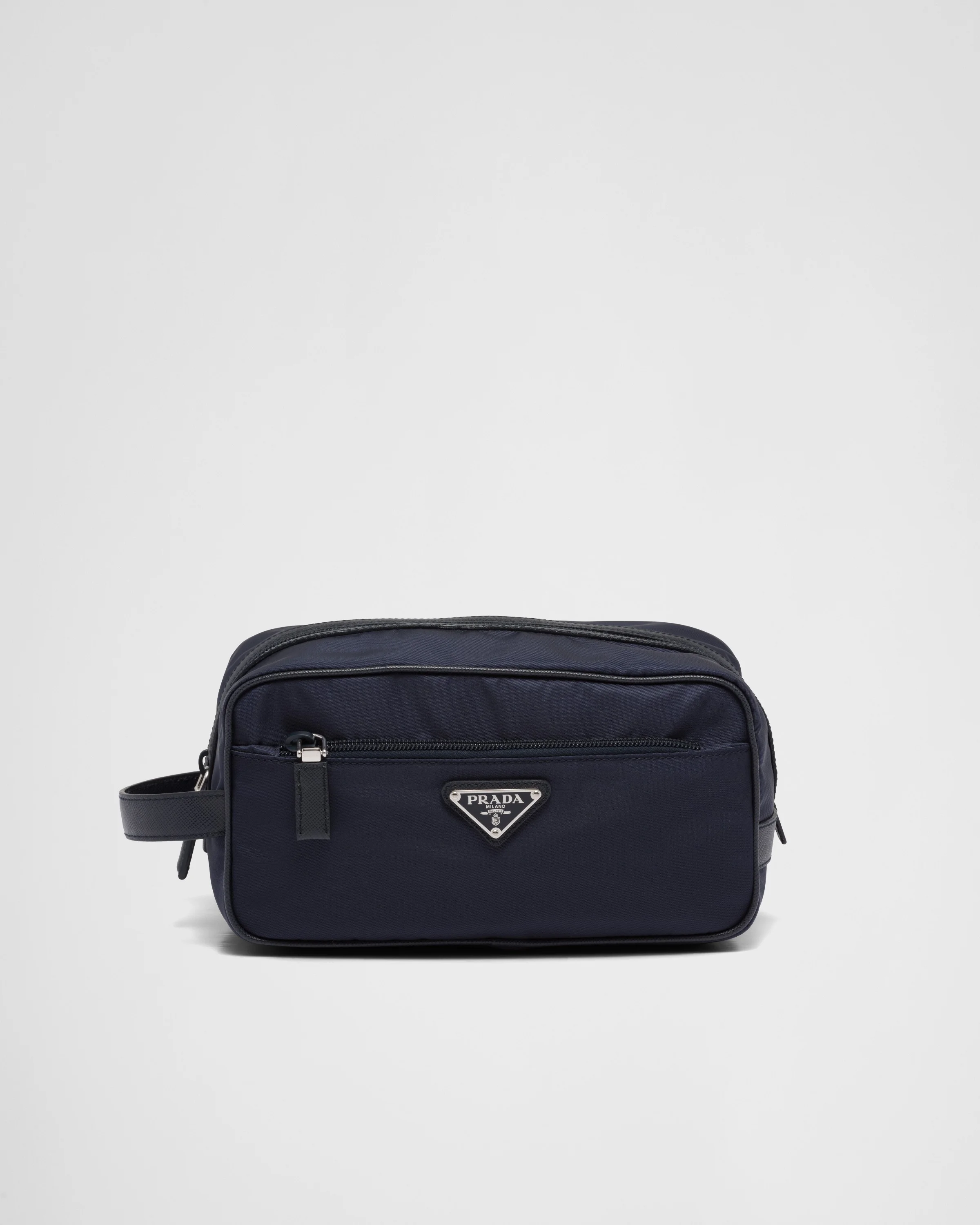 Re-Nylon and Saffiano leather travel pouch - 1