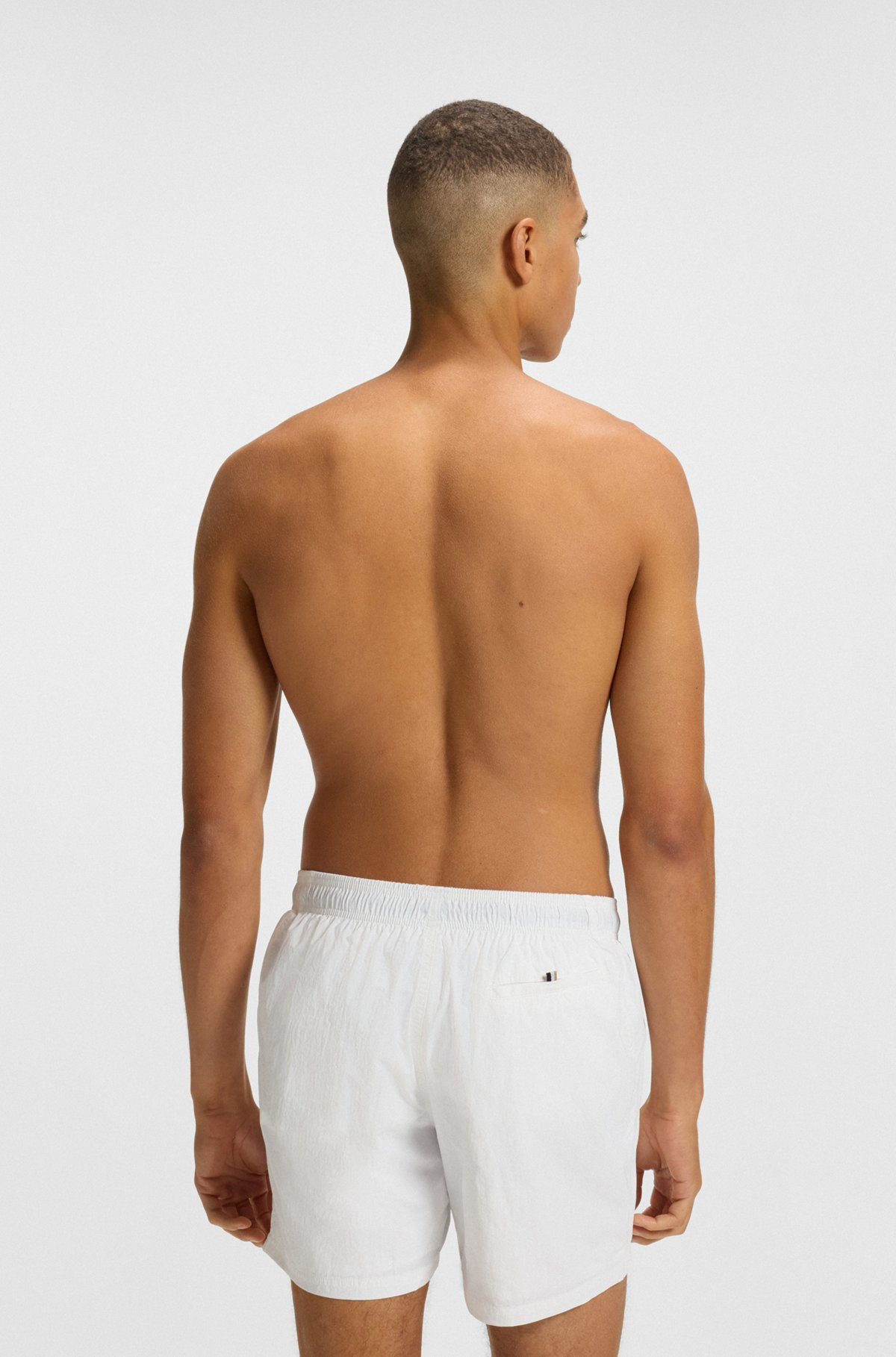 CONTRAST-LOGO SWIM SHORTS IN QUICK-DRYING FABRIC - 4