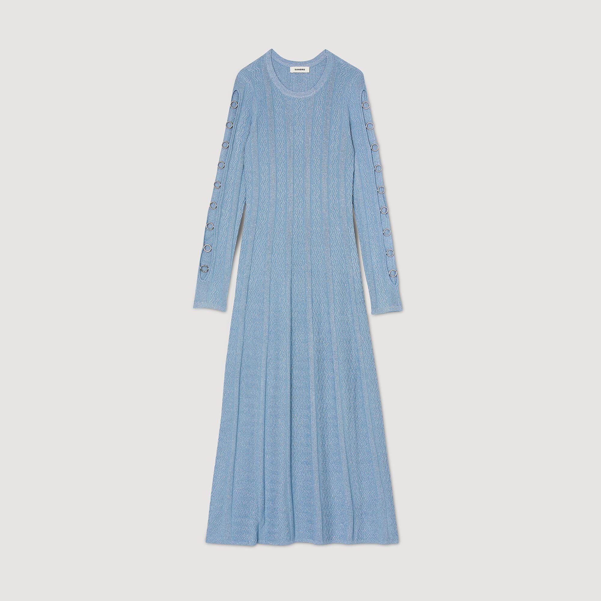 LONG-SLEEVED KNIT MIDI DRESS - 1