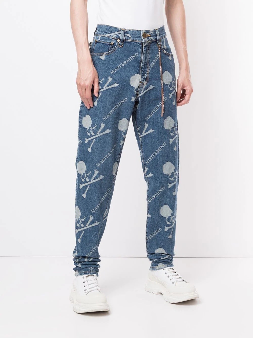 monogram print jeans - 3