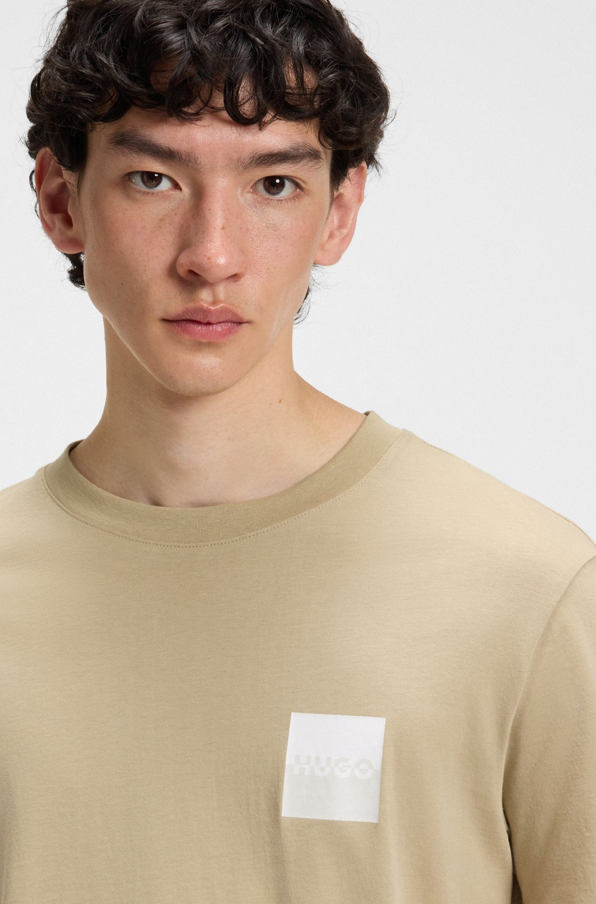COTTON-JERSEY T-SHIRT WITH CURVED-LOGO PRINT - 3