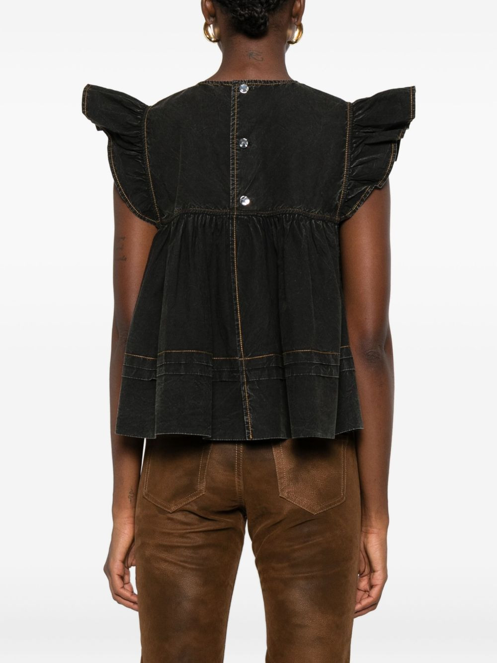 ruffled-trim smock top - 4