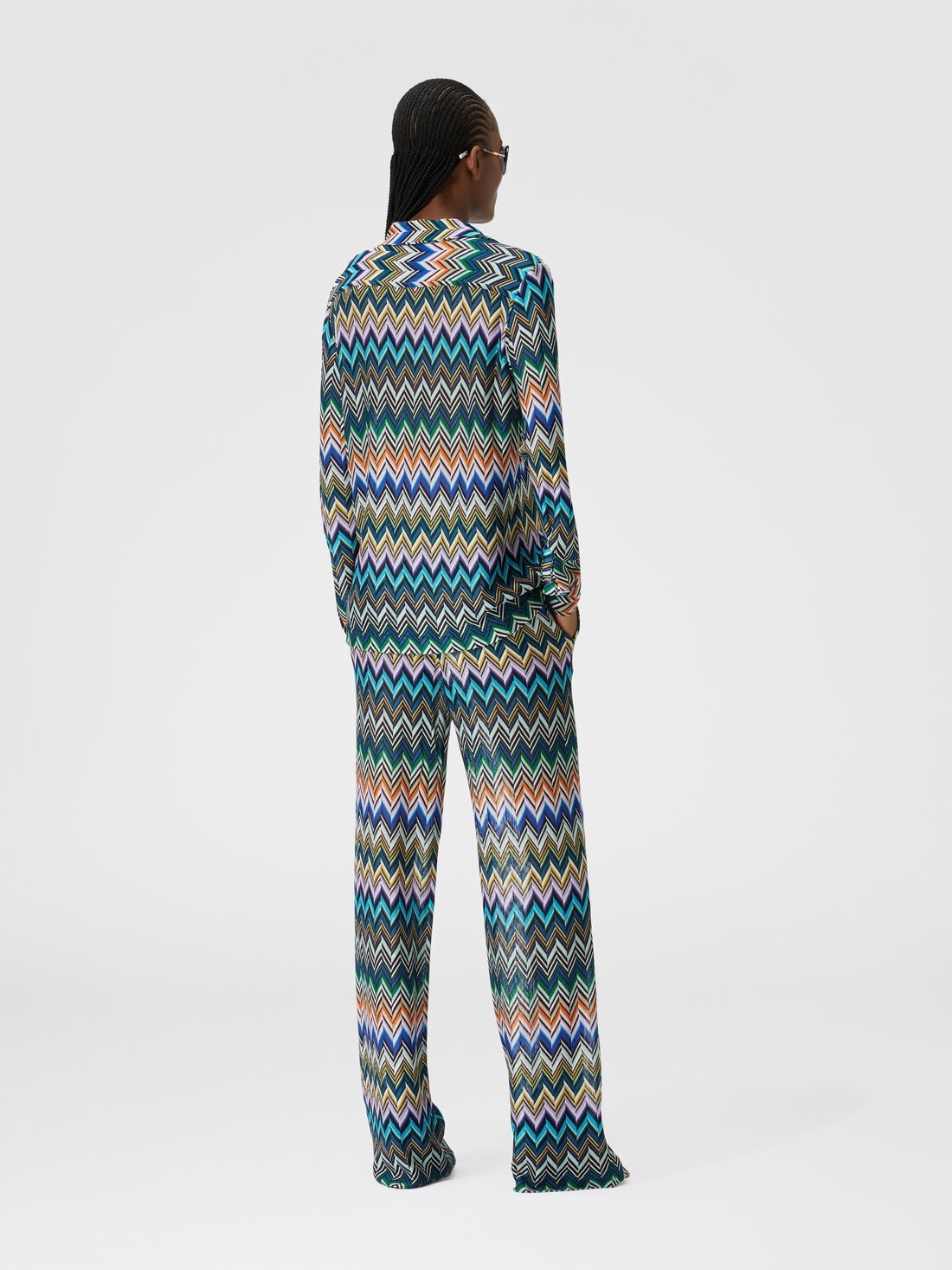 Viscose straight trousers with offset zigzag - 3