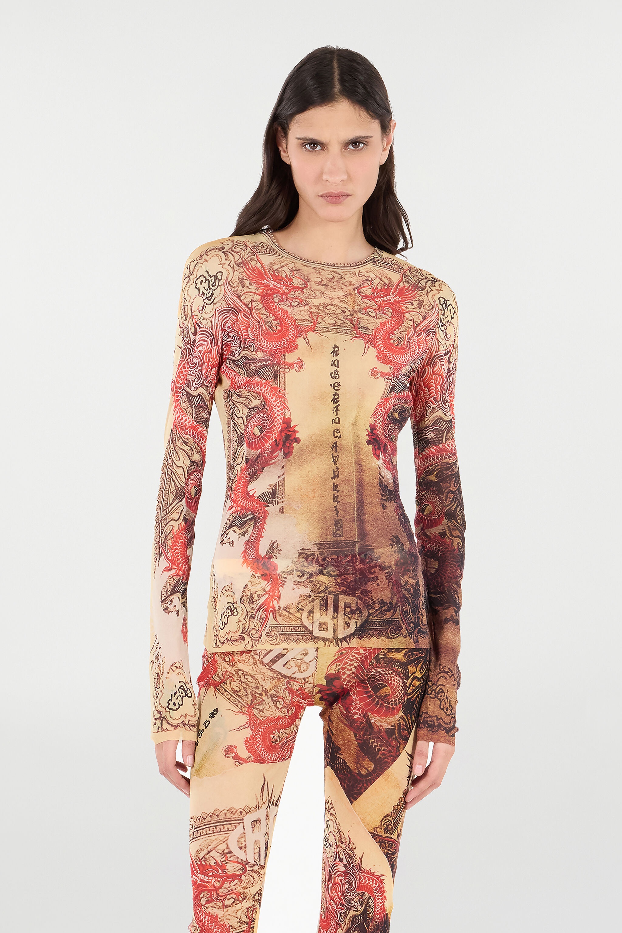 Long-Sleeve T-Shirt with Oriental Print - 3