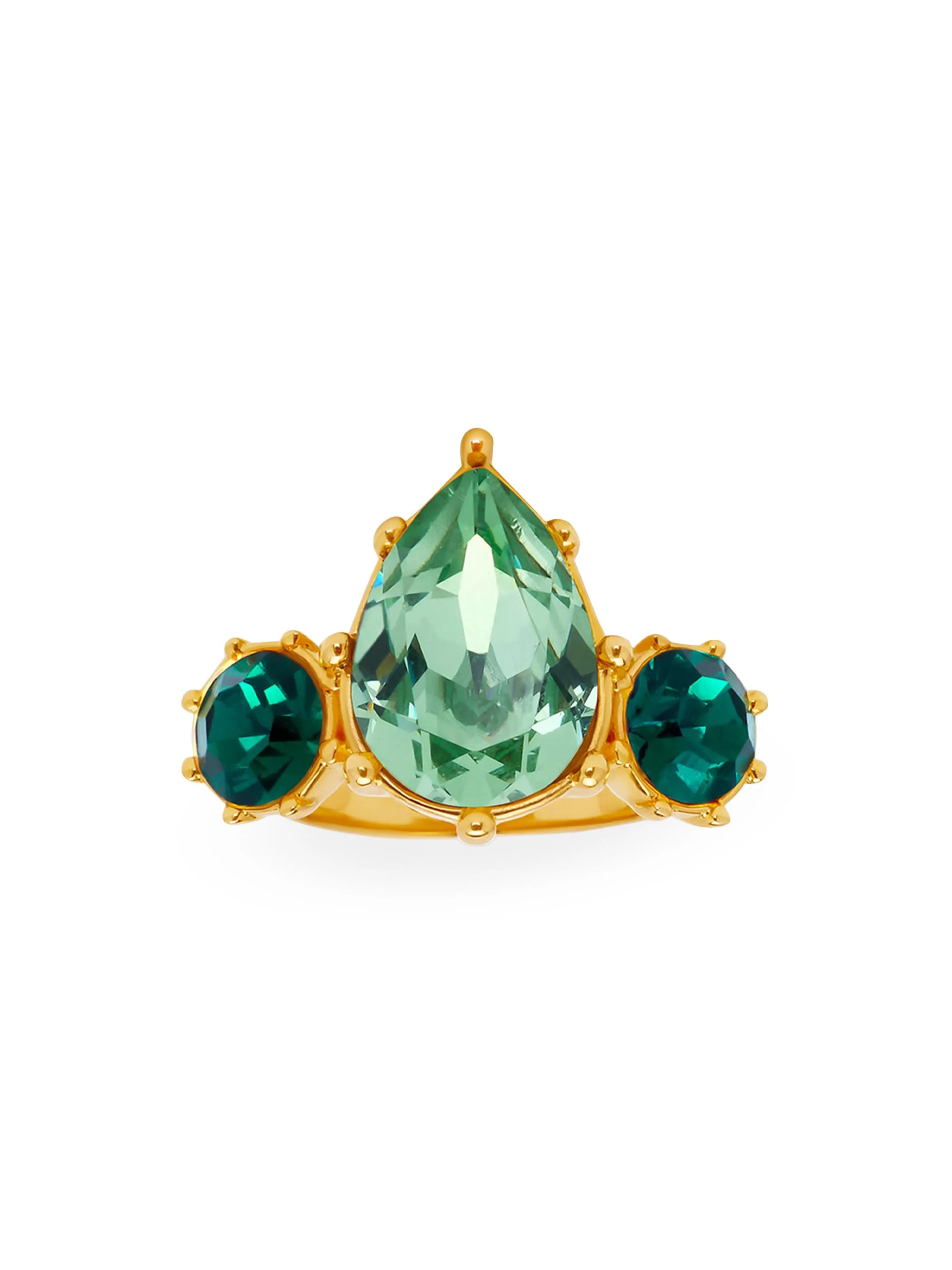 Women's Goldtone & Glass Crystal Ring - Peridot - 1