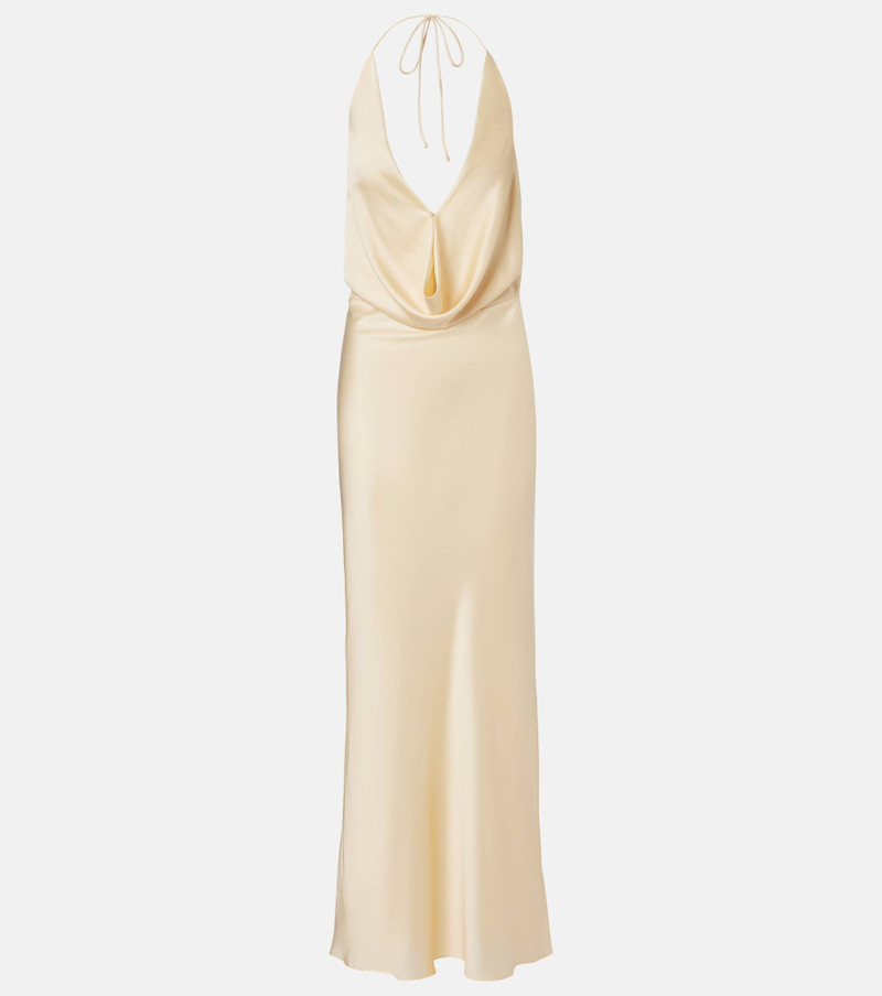 Draped chiffon maxi dress 1