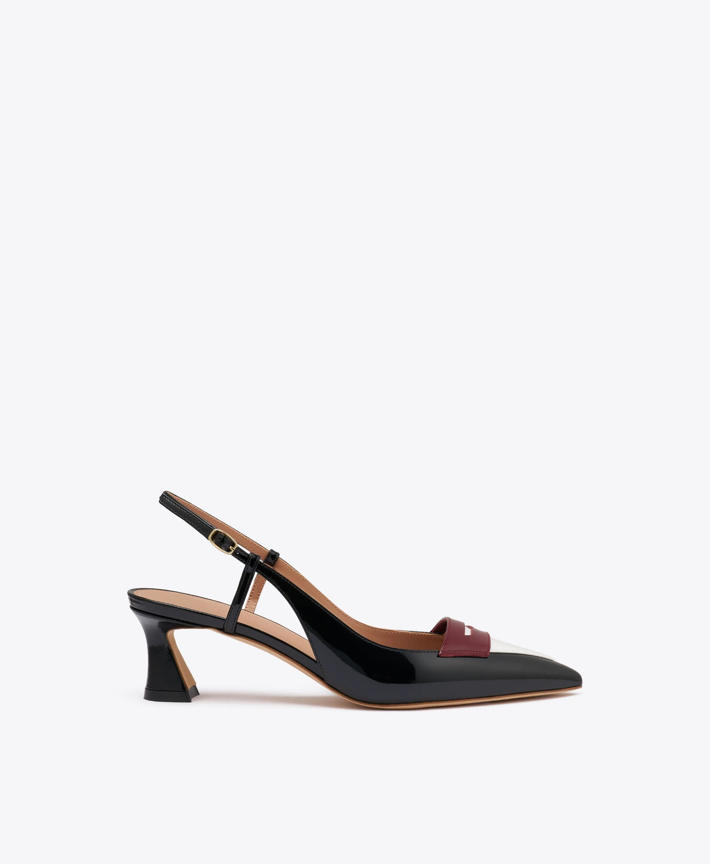 Suze 45 Black & White Patent Slingback Pumps - 1