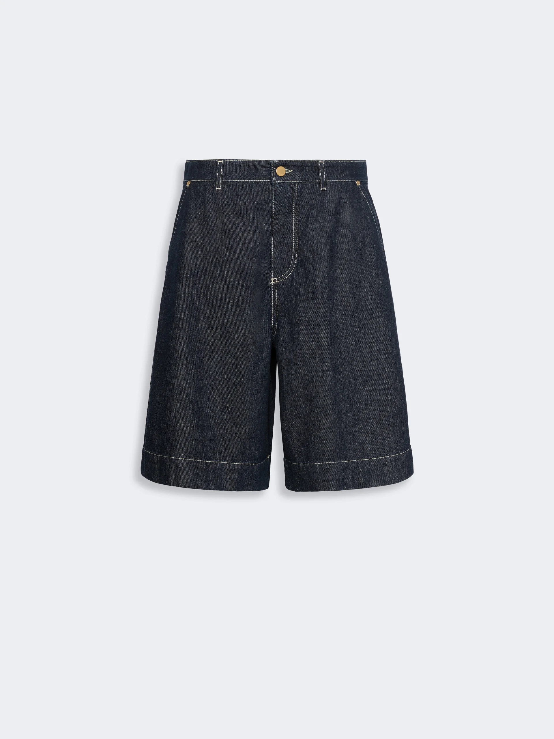 QUADRO Cotton and kapok denim Bermuda shorts - ULTRAMARINE - 1