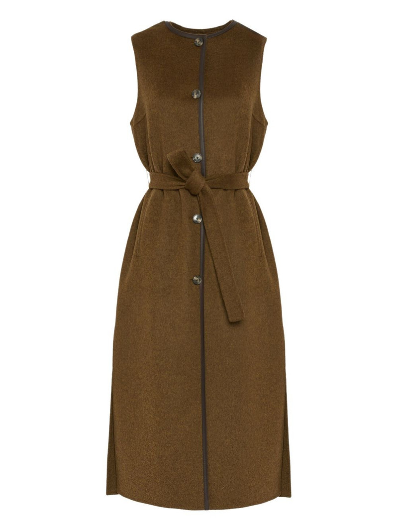 belted button-fastening gilet 1