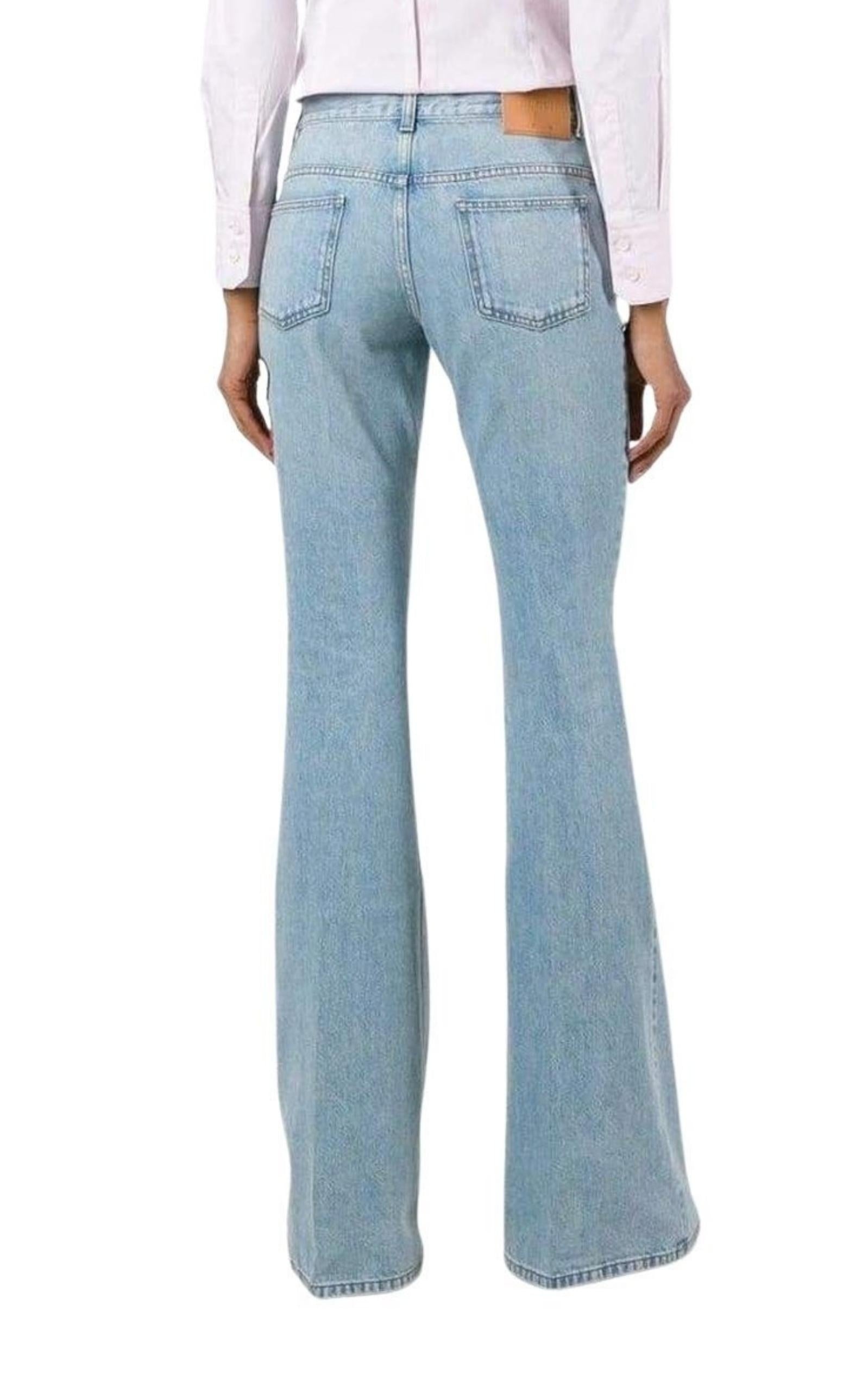Fly Embroidered Flared Cotton Jeans - 5