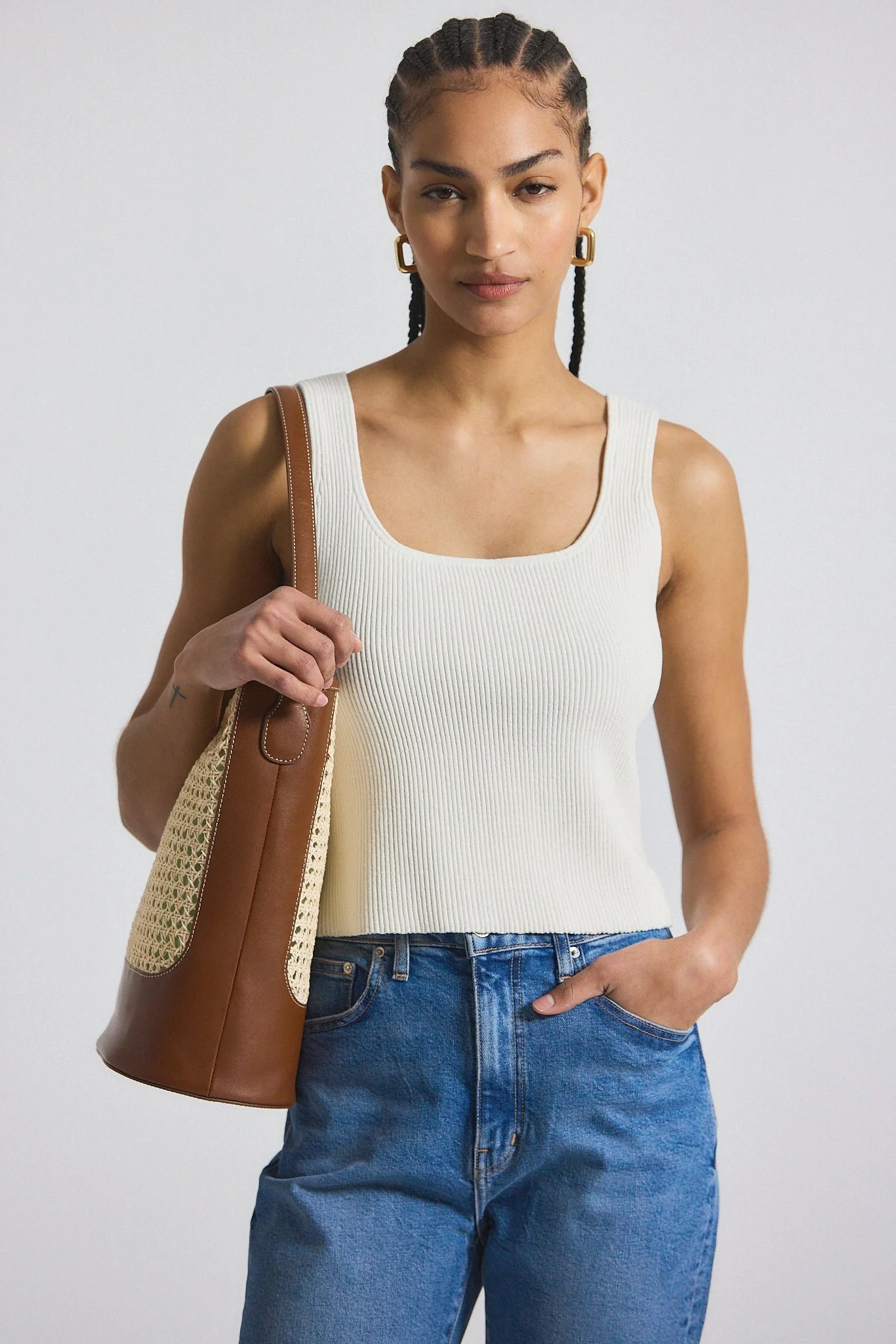 SAIN RIB KNIT SWEATER TANK - 1