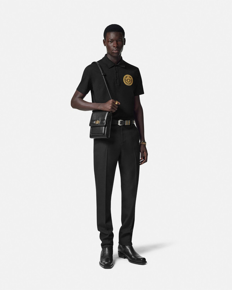VERSACE Embroidered Chain Crest Polo Shirt outlook