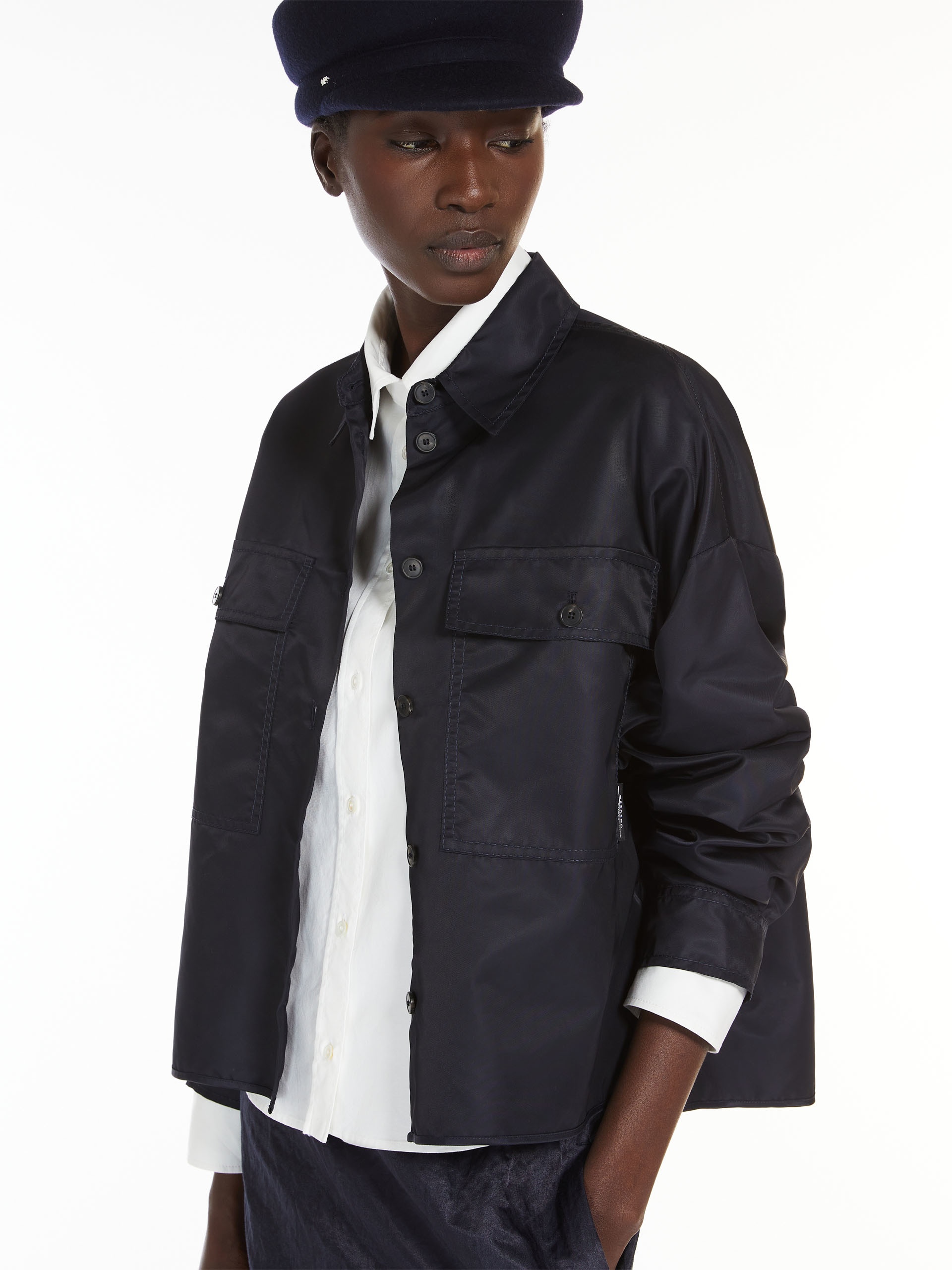 CREMONA Water-repellent twill cropped shirt - 5