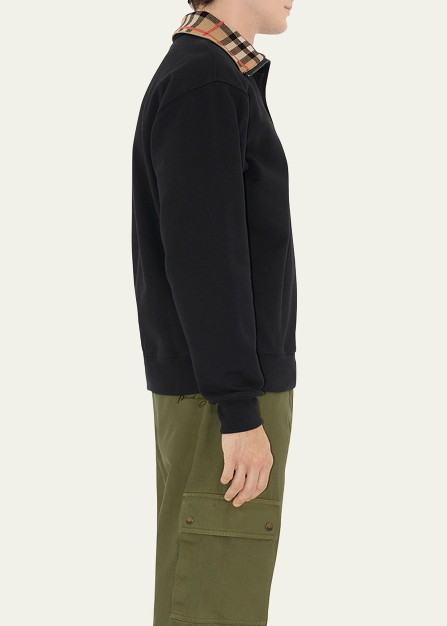 Men's Check-Collar Quarter-Zip Sweater - 4