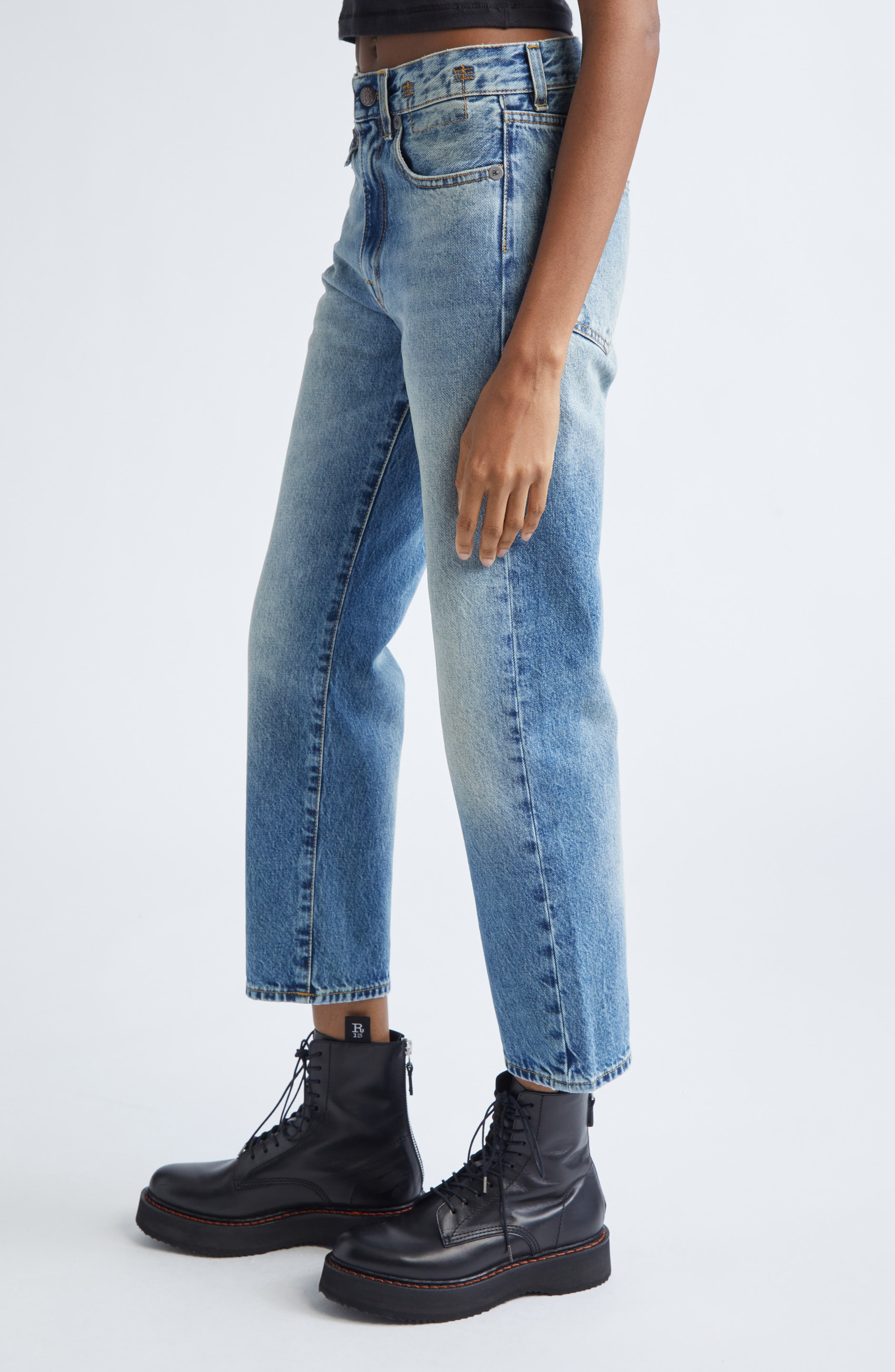 R13 Straight Leg Boyfriend Jeans in Jasper at Nordstrom - 4