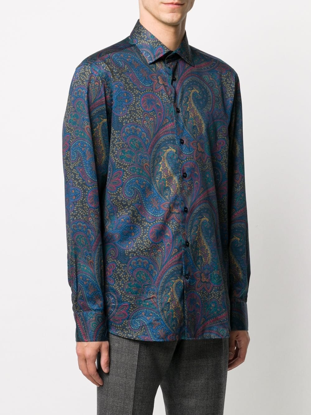 long-sleeved paisley print shirt - 3